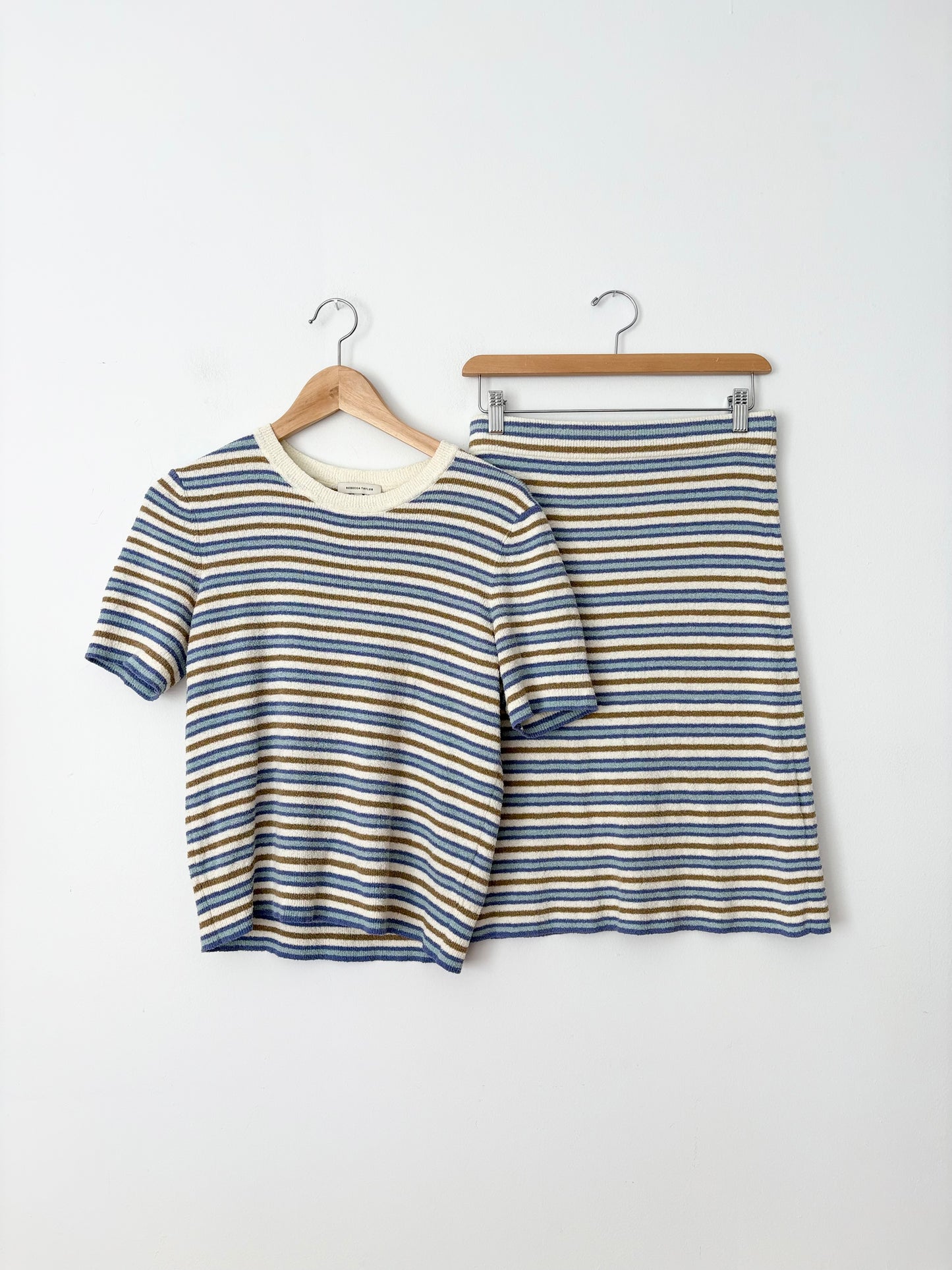 Ensemble jupe mi-longue en bouclé rayé Rebecca Taylor S/M