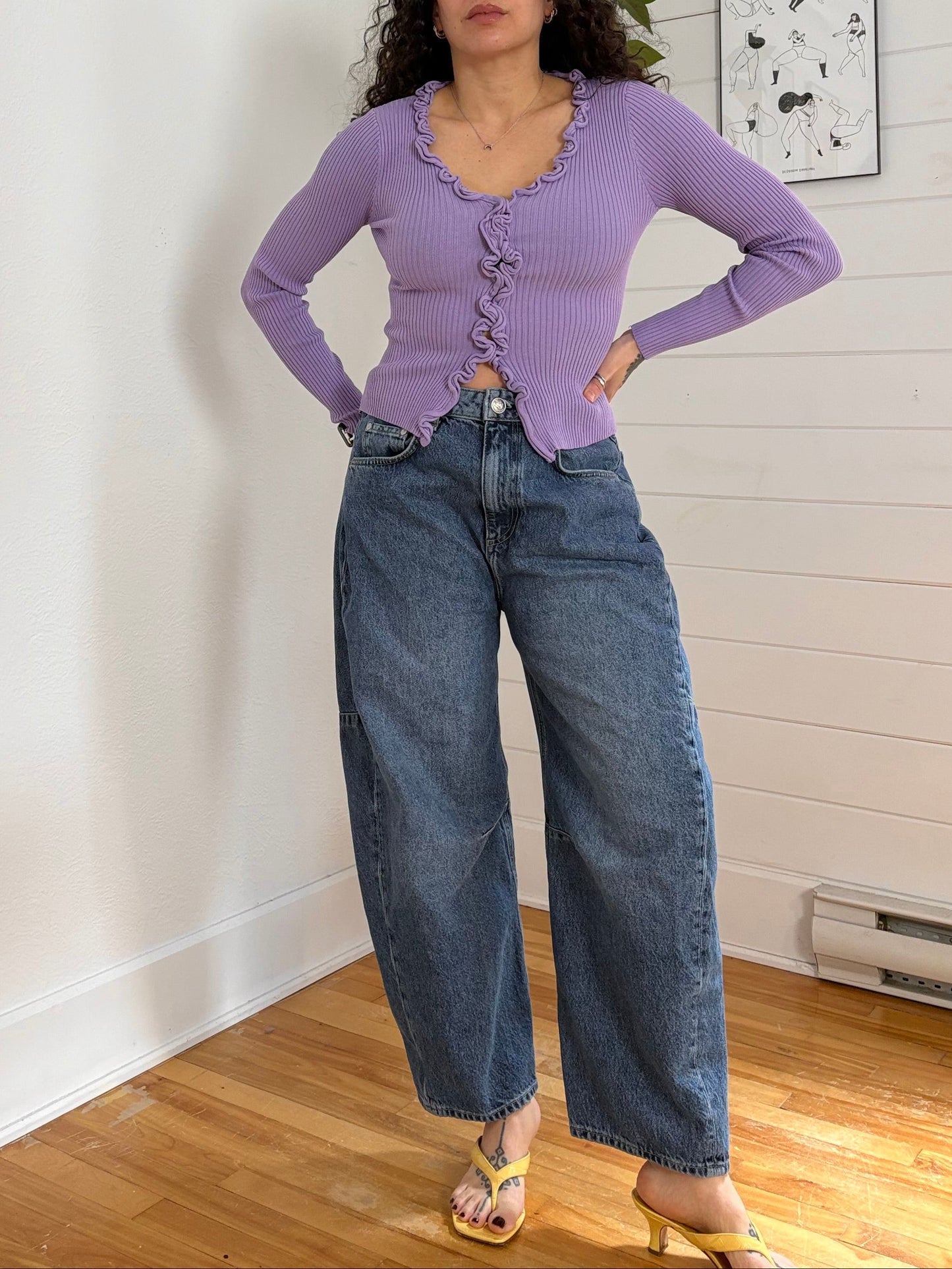 cardigan en maille violet à volants Charlie Find me Now S/M