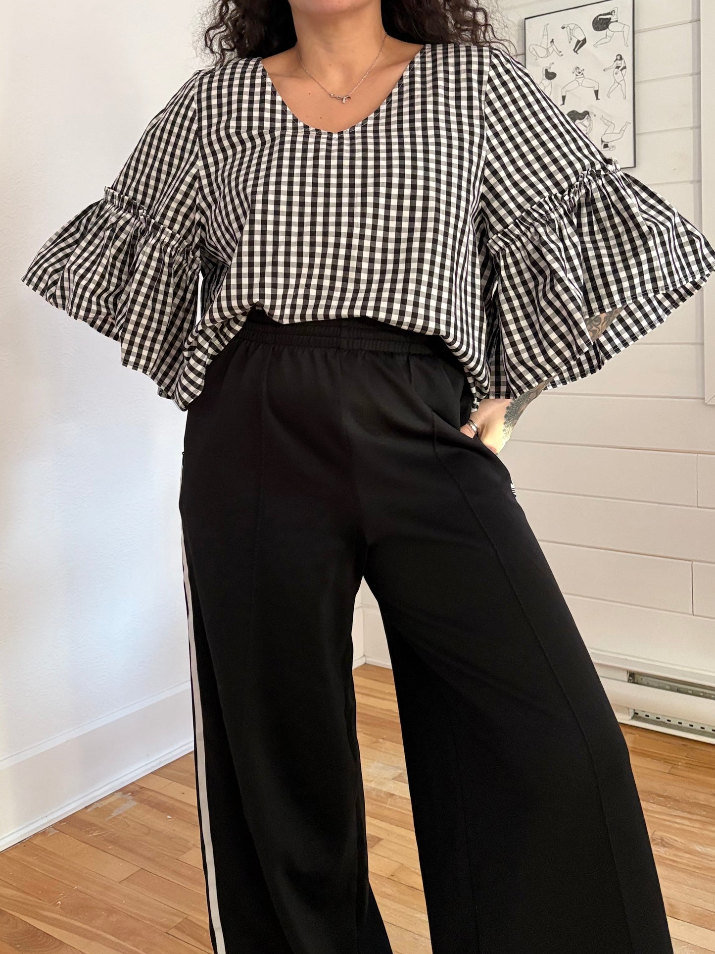 Chemise à manches papillon à carreaux vichy Abound, taille L