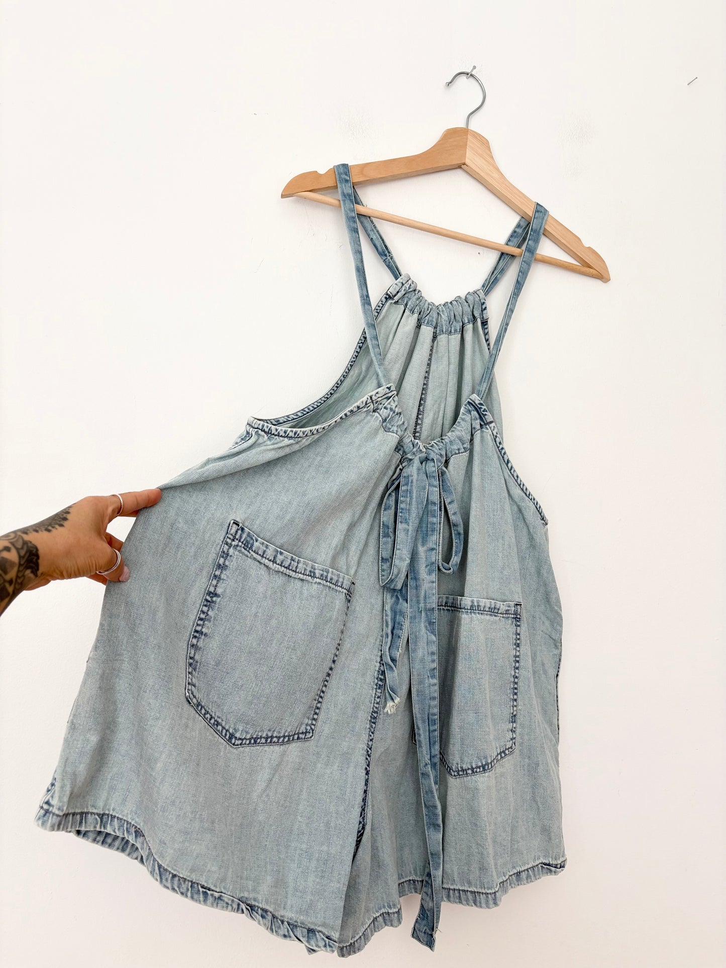 Salopette short en jean Free People Freebird XL