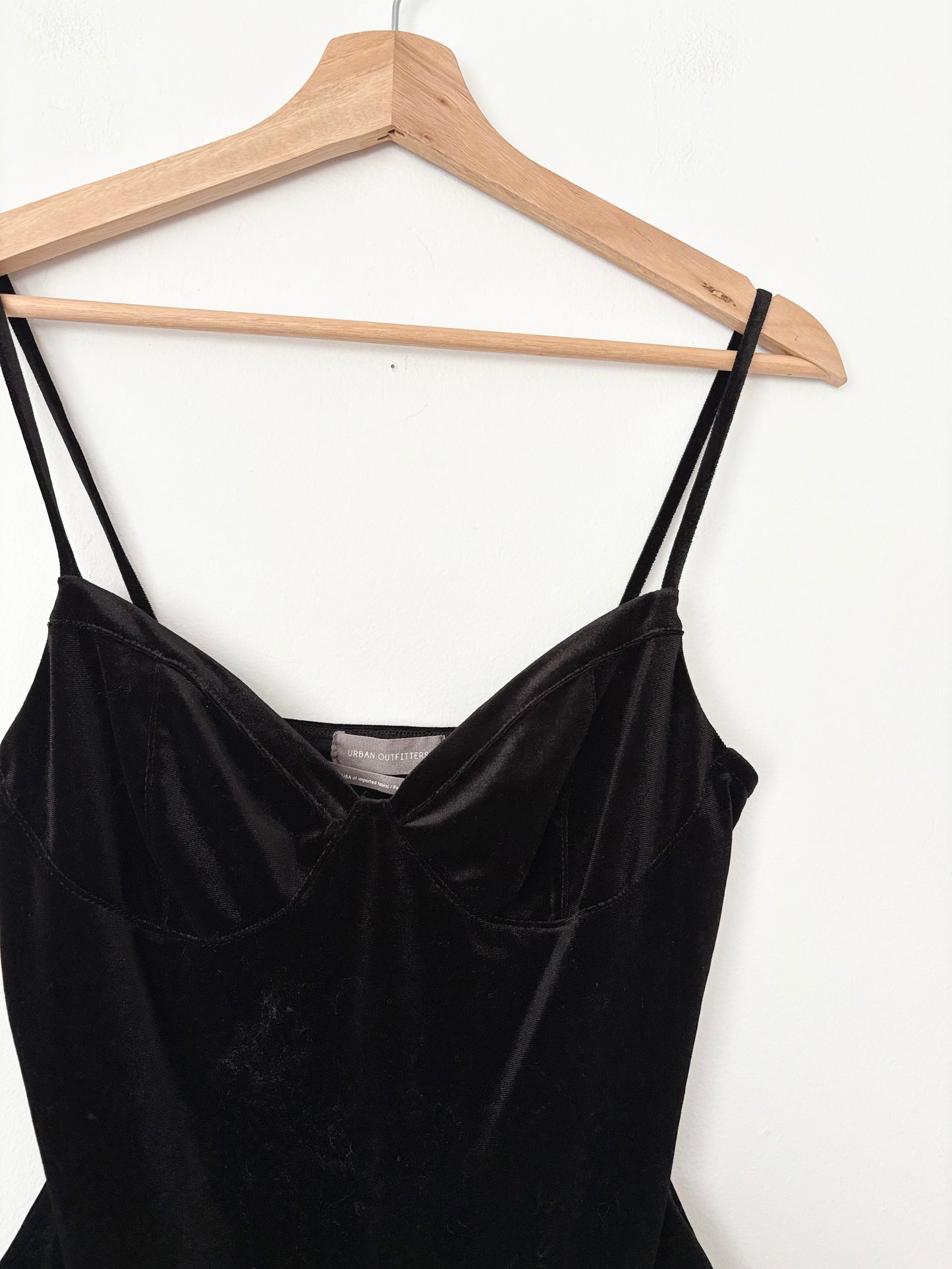 Urban Outfitters black velvet thong bodysuit Medium