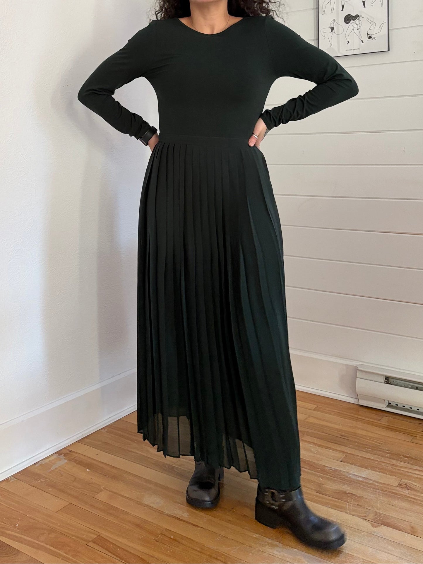 Robe de ballet plissée verte J.Crew, taille S 