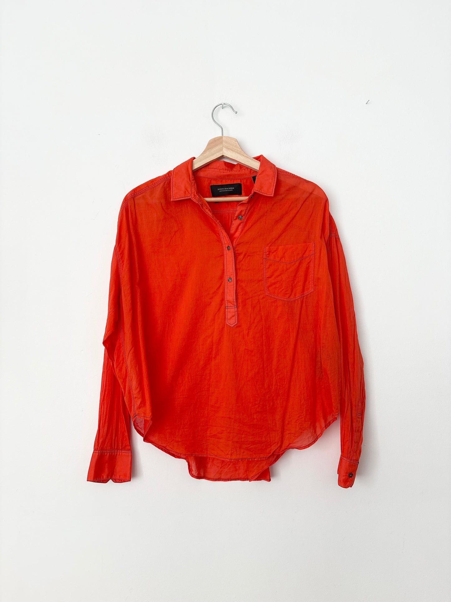 Scotch & soda orange semi sheer shirt Small