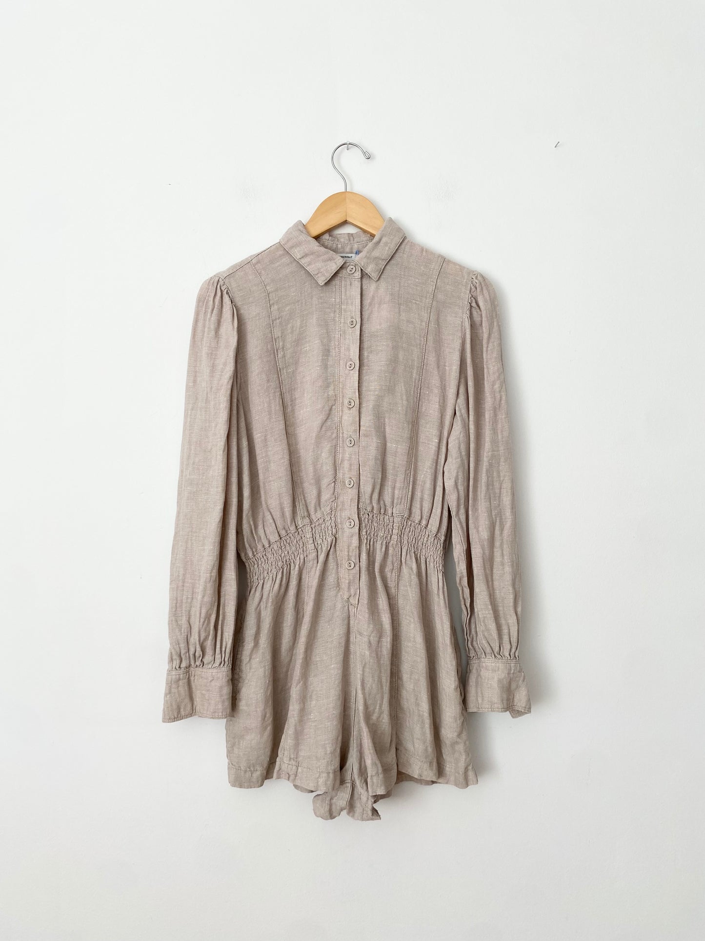 Weworewhat linen button down romper Large