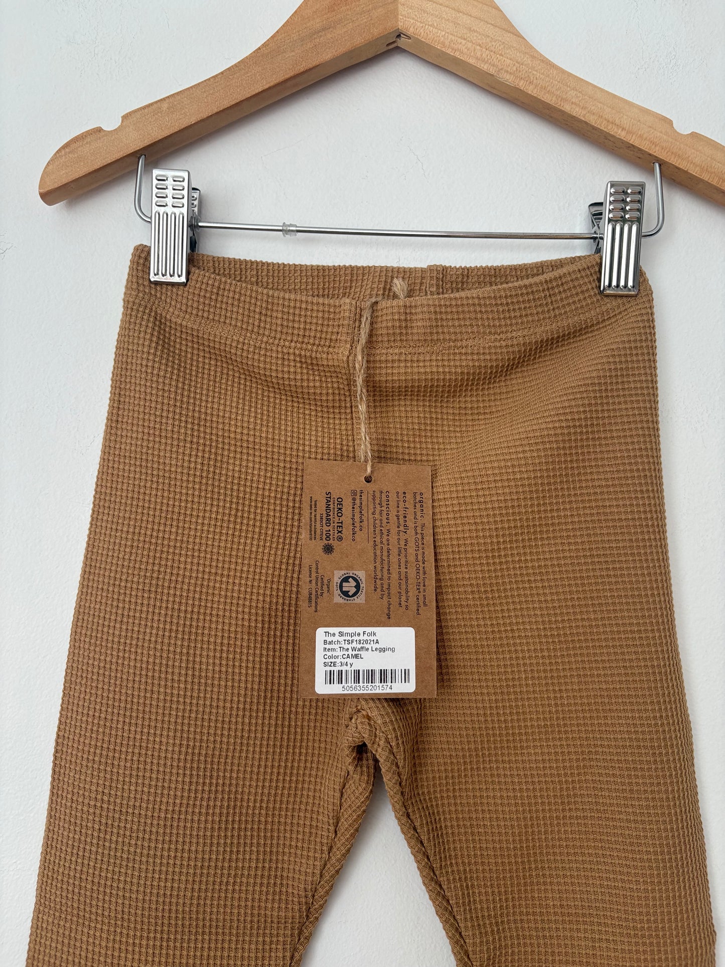 The simple folk waffle legging in camel 3/4Y