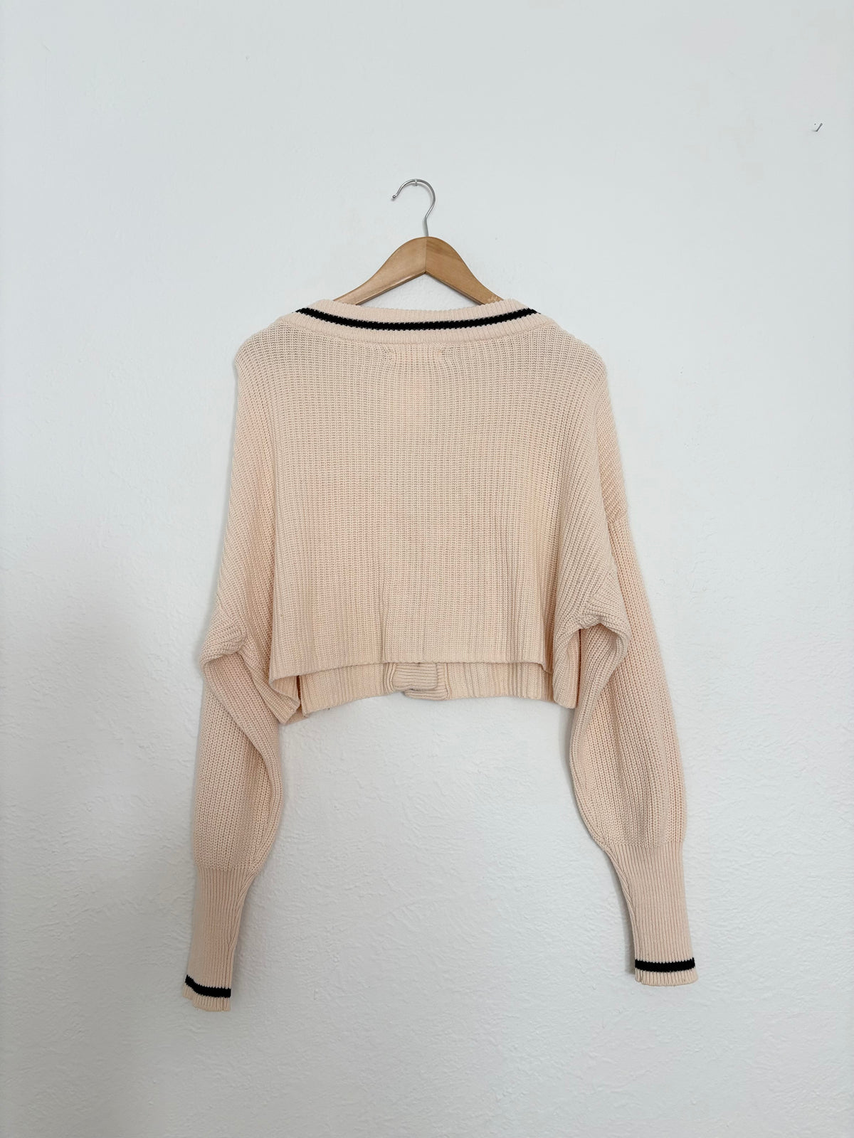 Oak + Fort varsity crop cardigan Small