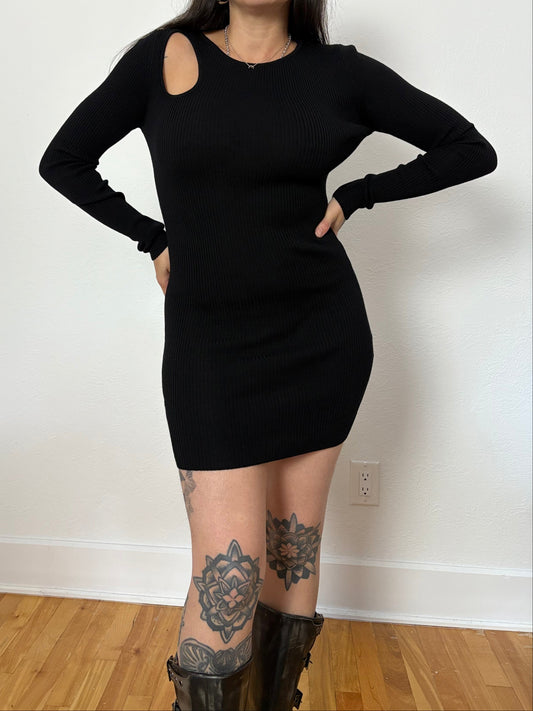 The kooples cut out wool rib mini dress Small