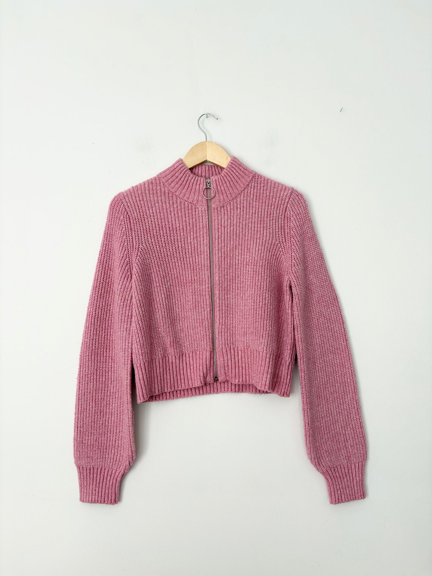 William Rast pink zip up knit sweater Large