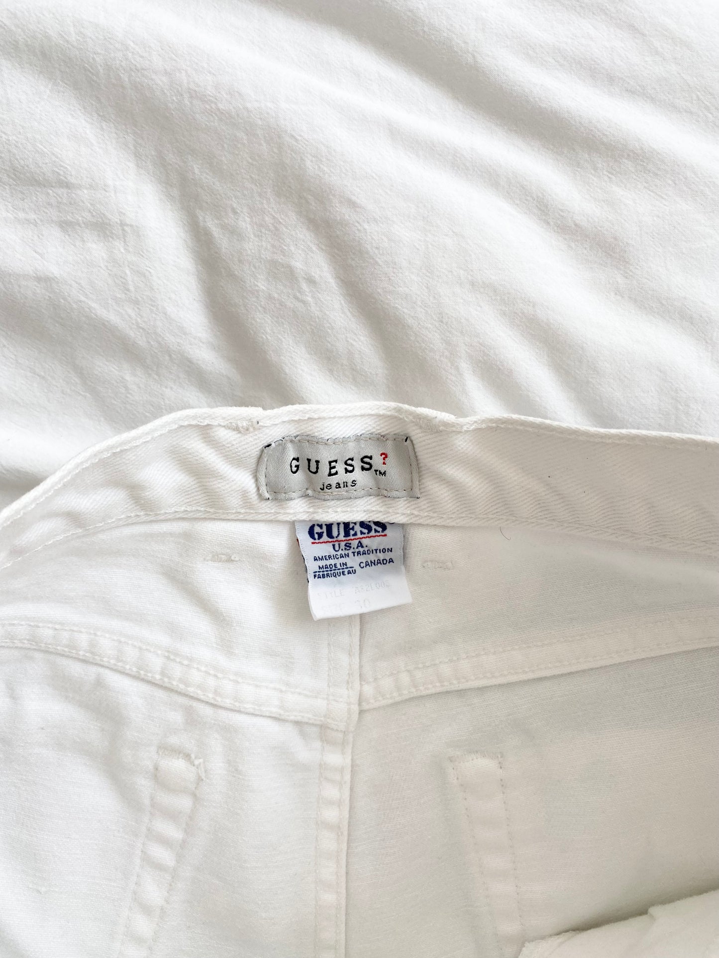 Short en jean blanc Guess vintage W29