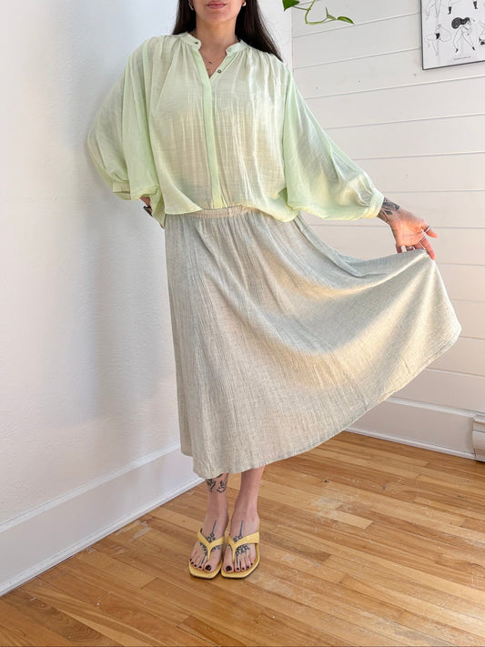 Vintage linen blend midi skirt XL