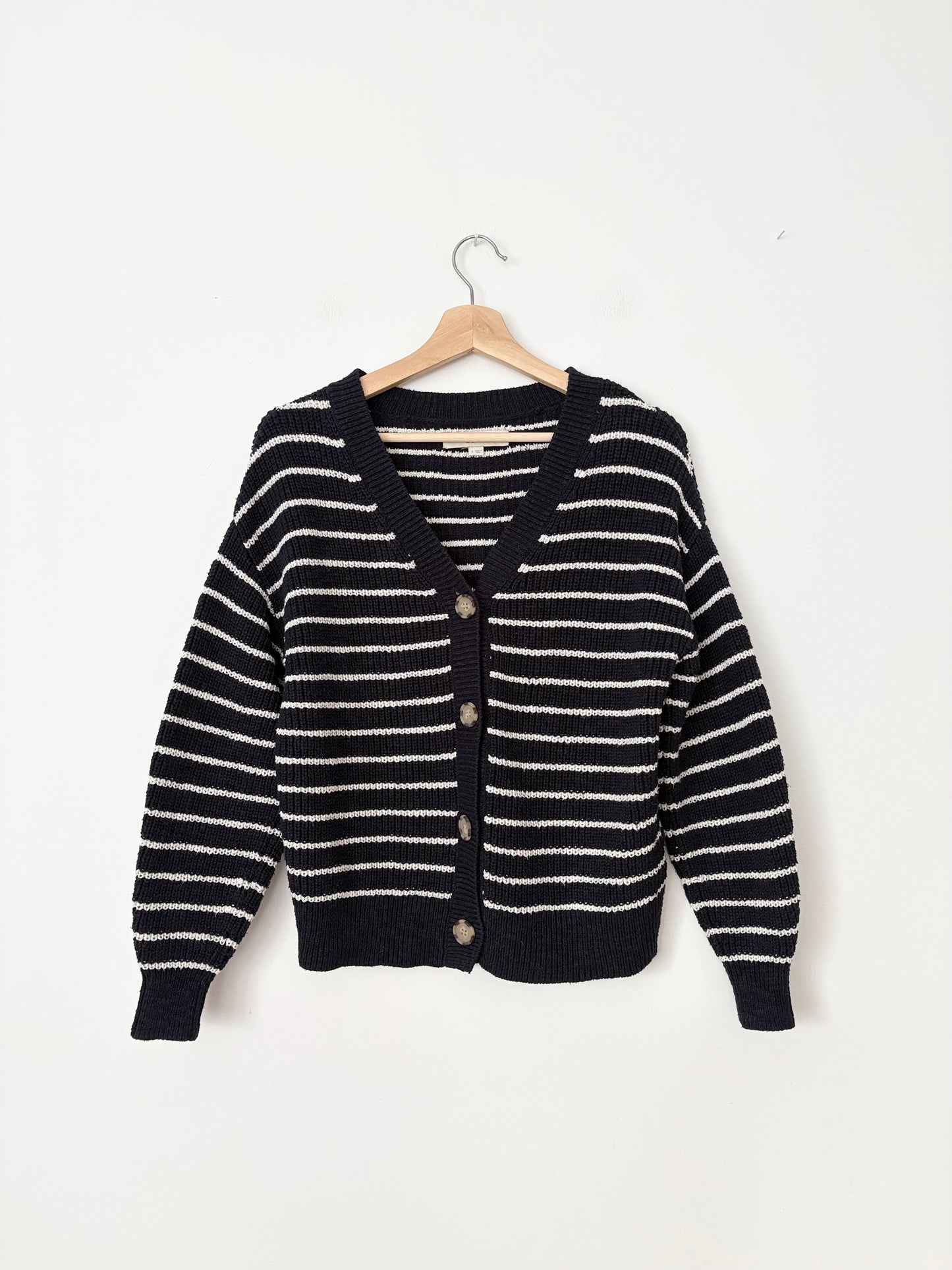 Loft cotton knit stripe cardigan Small