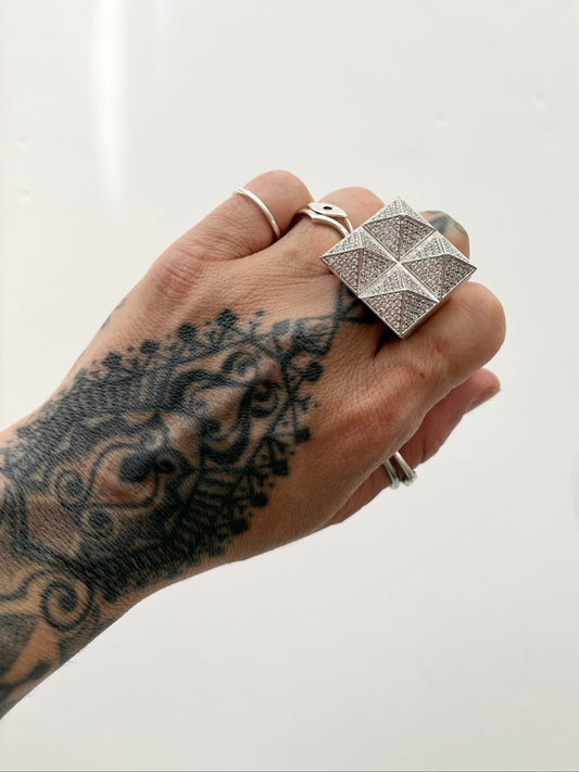 Noir NYC four stud pyramid ring