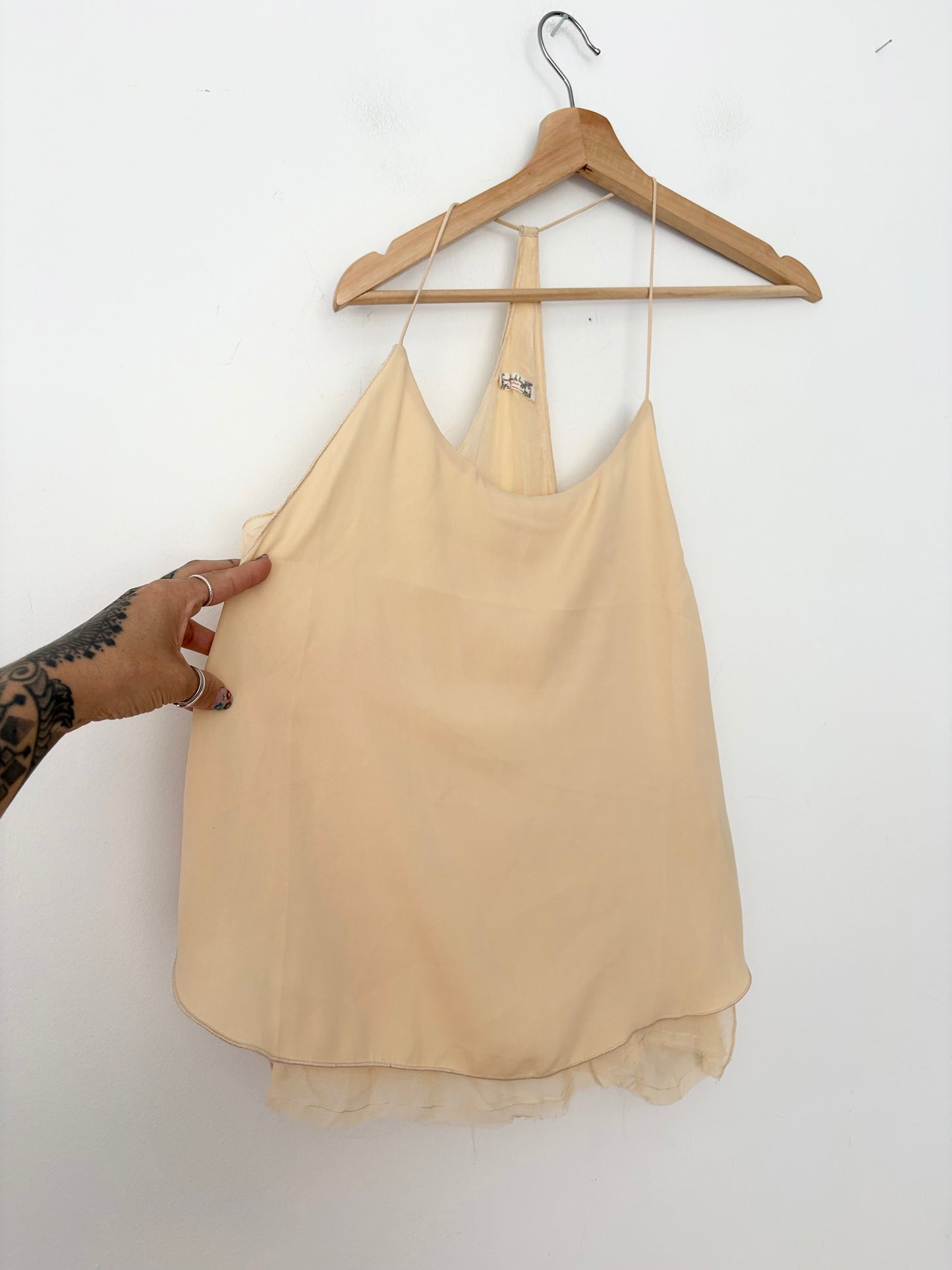 Free people raw hem chiffon tank top XS