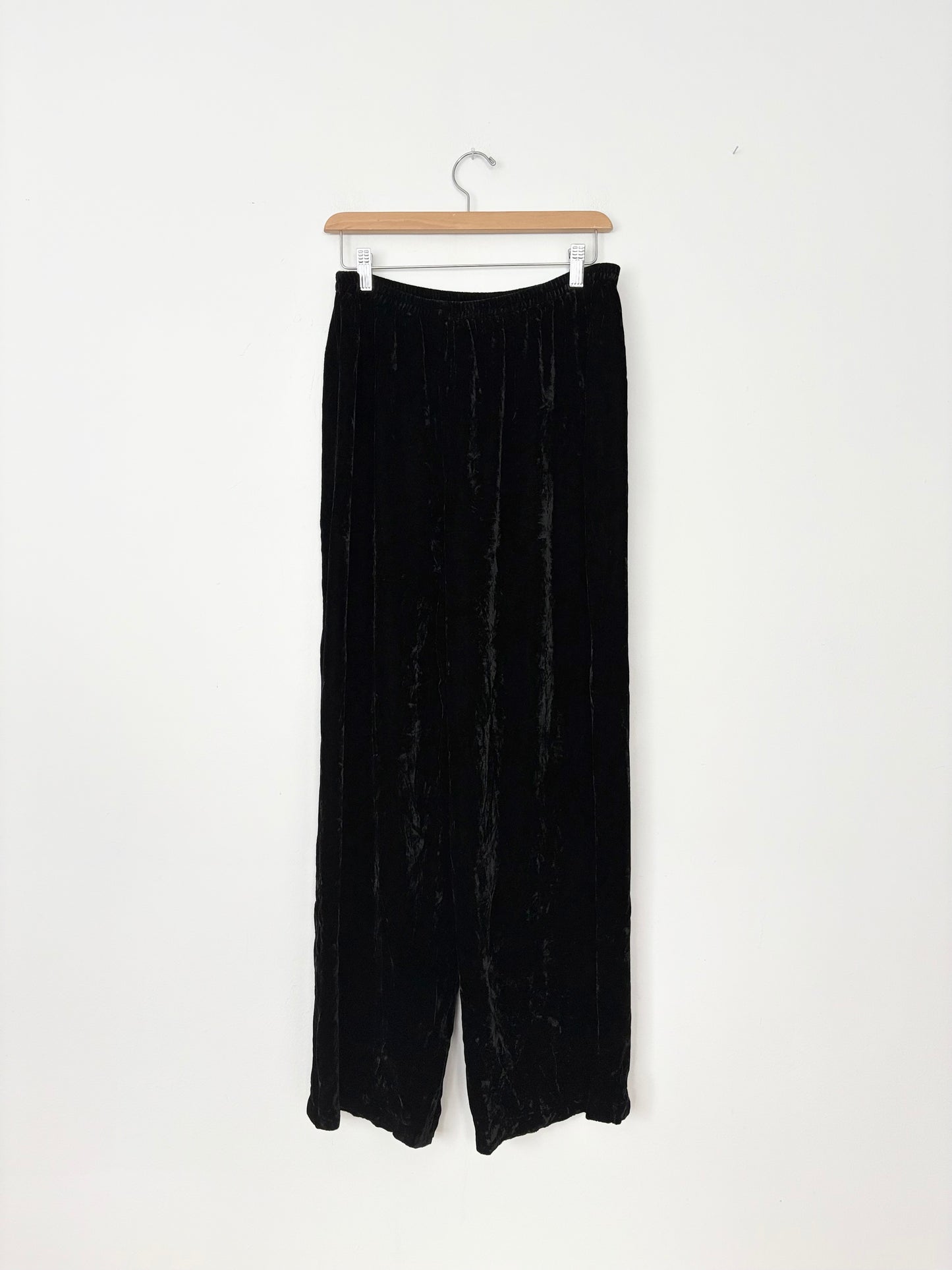 Eileen Fisher straight leg silk blend velvet pants Medium