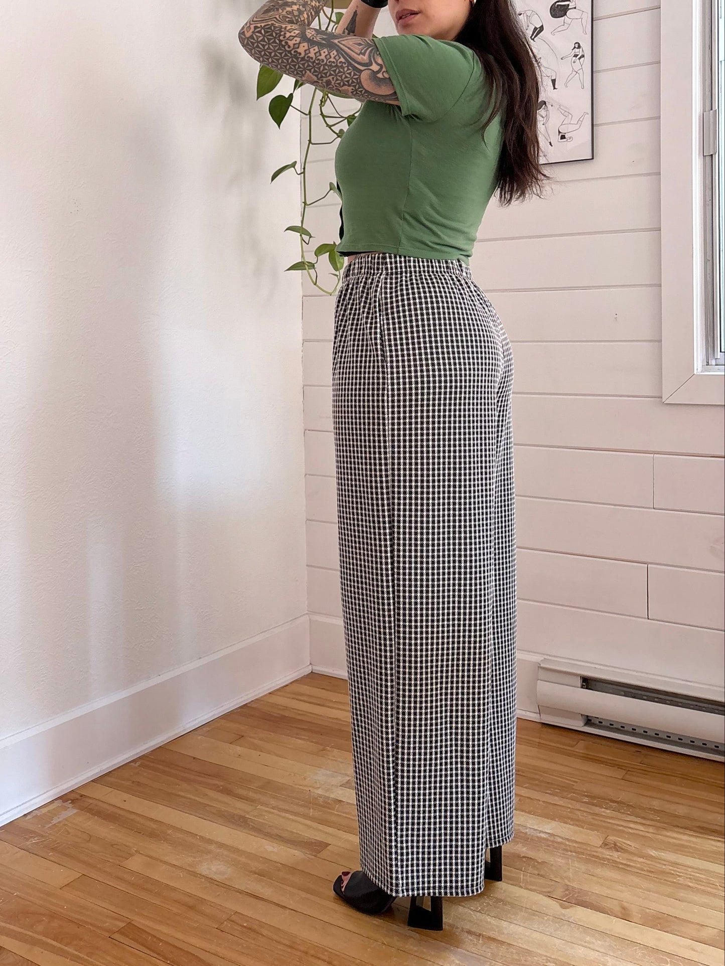 Pantalon à carreaux à jambes larges Urban Renewal Taille