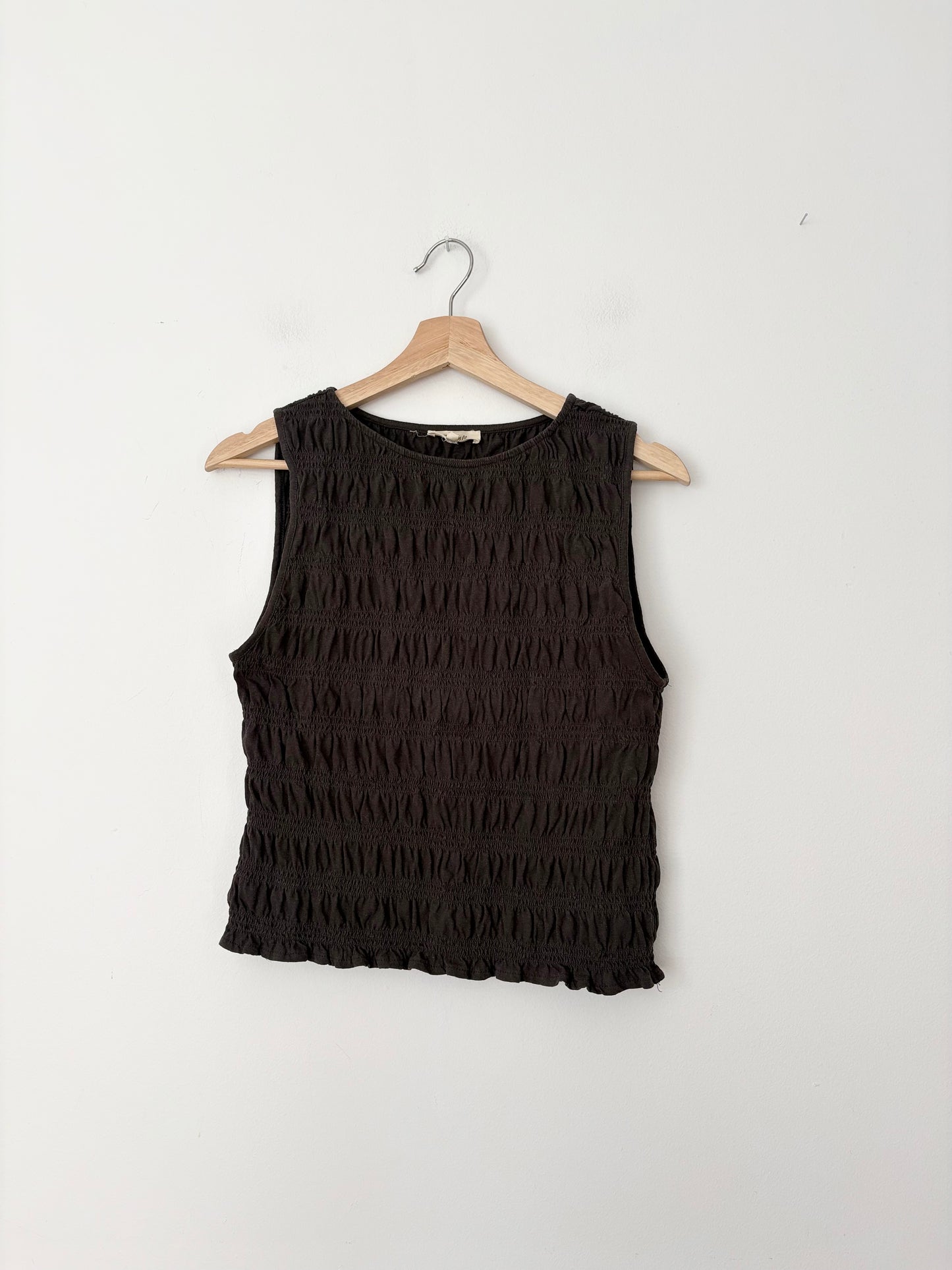 Débardeur Madewell en lin mélangé à col bateau smocké, taille S