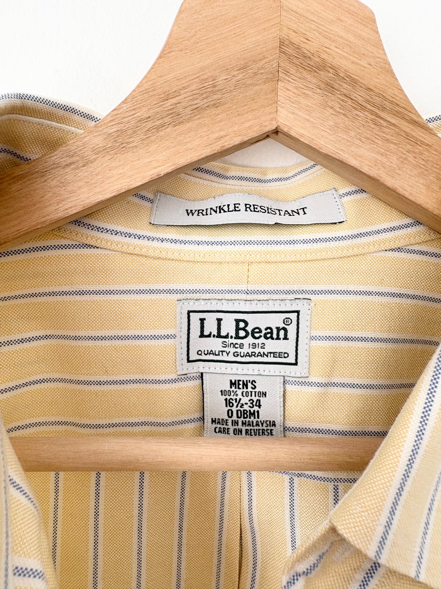 L.L Bean butter yellow stripe button down shirt XL