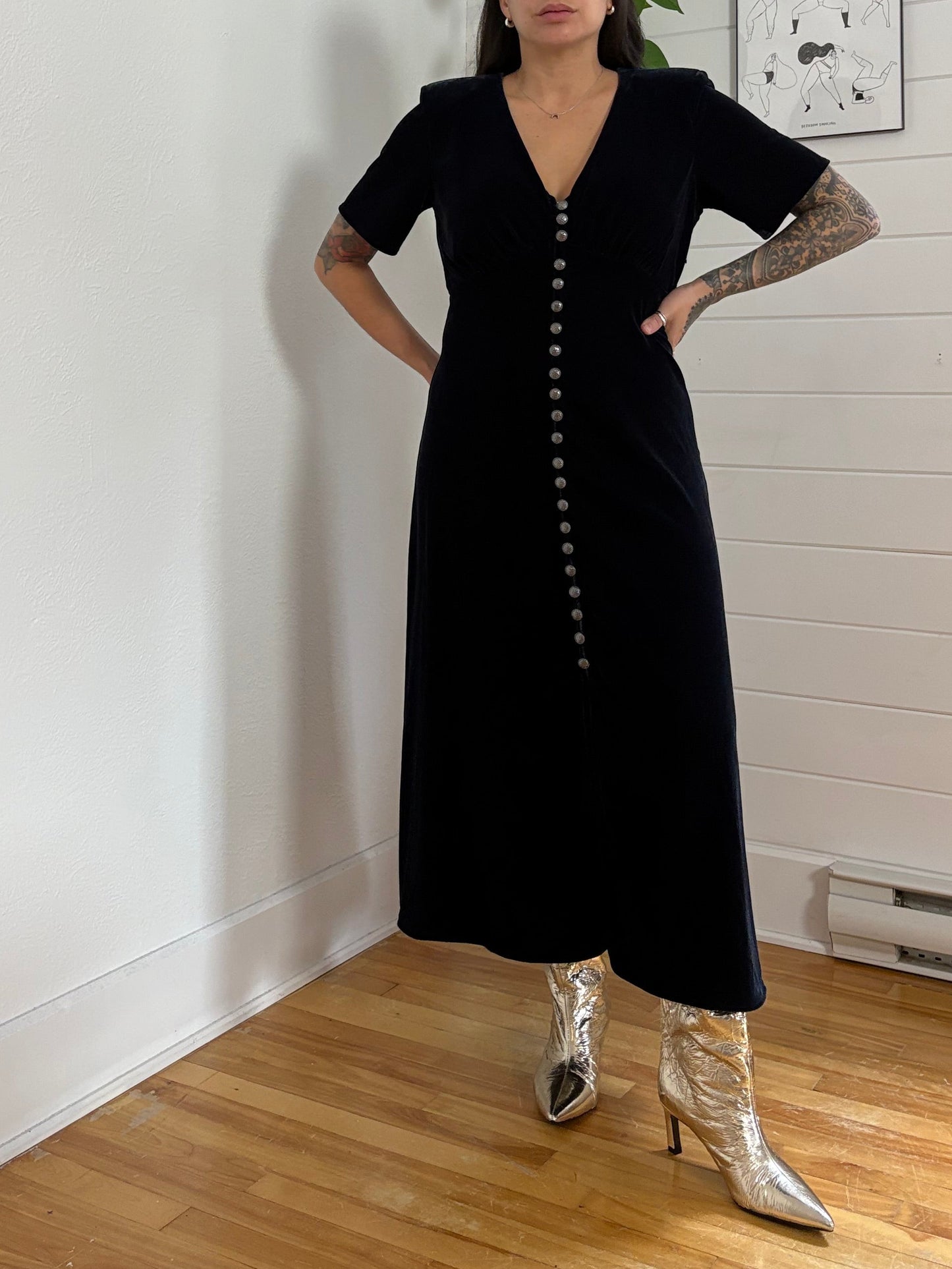 The Kooples velvet midi dress M/L