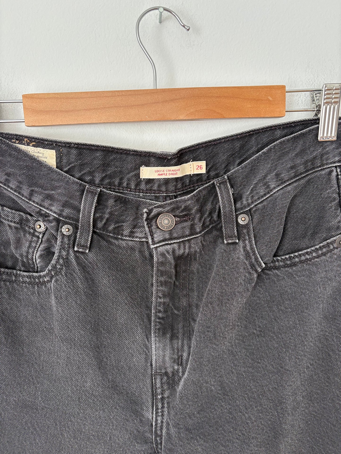 Levis black loose straight jeans W26/27