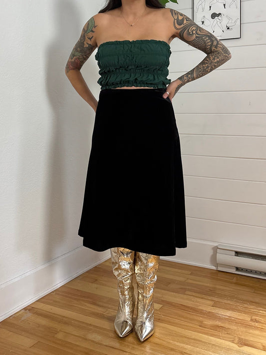 Y2K velvet silk blend midi skirt M/L