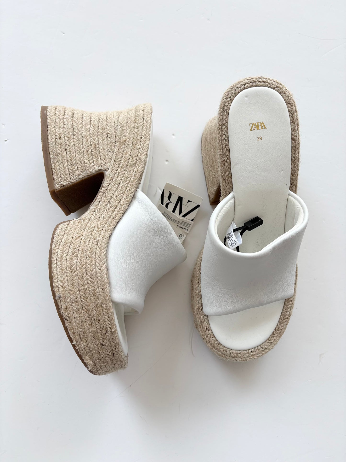 Zara block heel jute sandals EUR39
