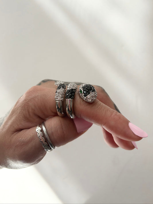 Noir NYC silver CZ pavé snake ring