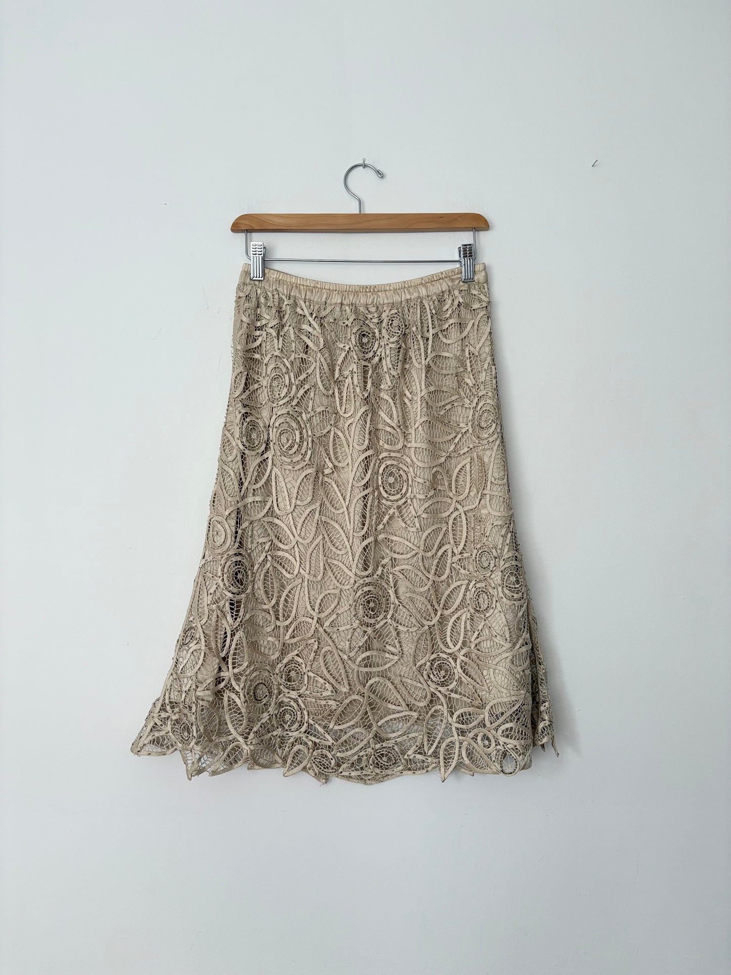 Vintage silk lace midi skirt S/M