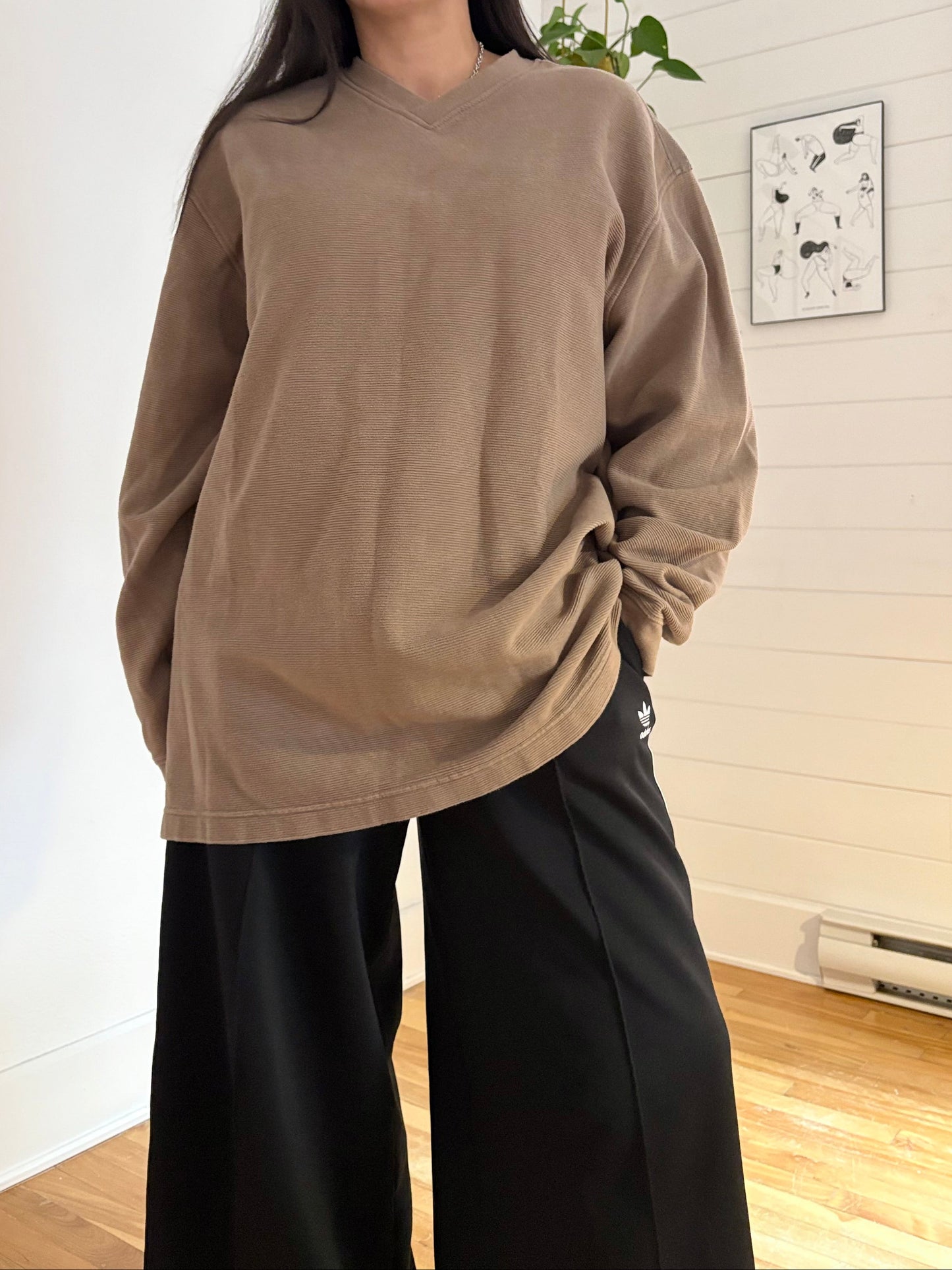 Vintage taupe ribbed sweater XL/XXL