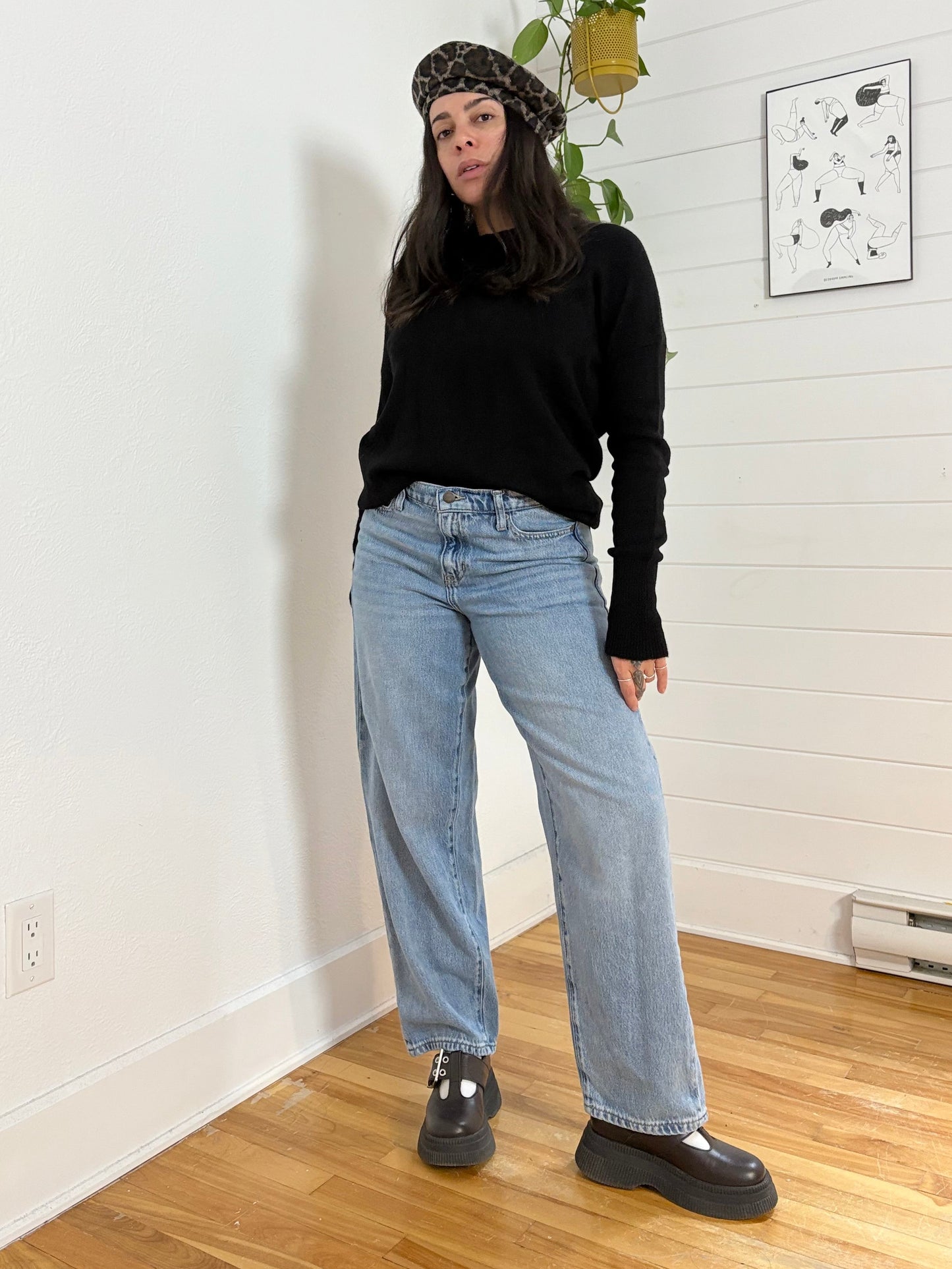 Free People X Understated Leather penny leopard beret