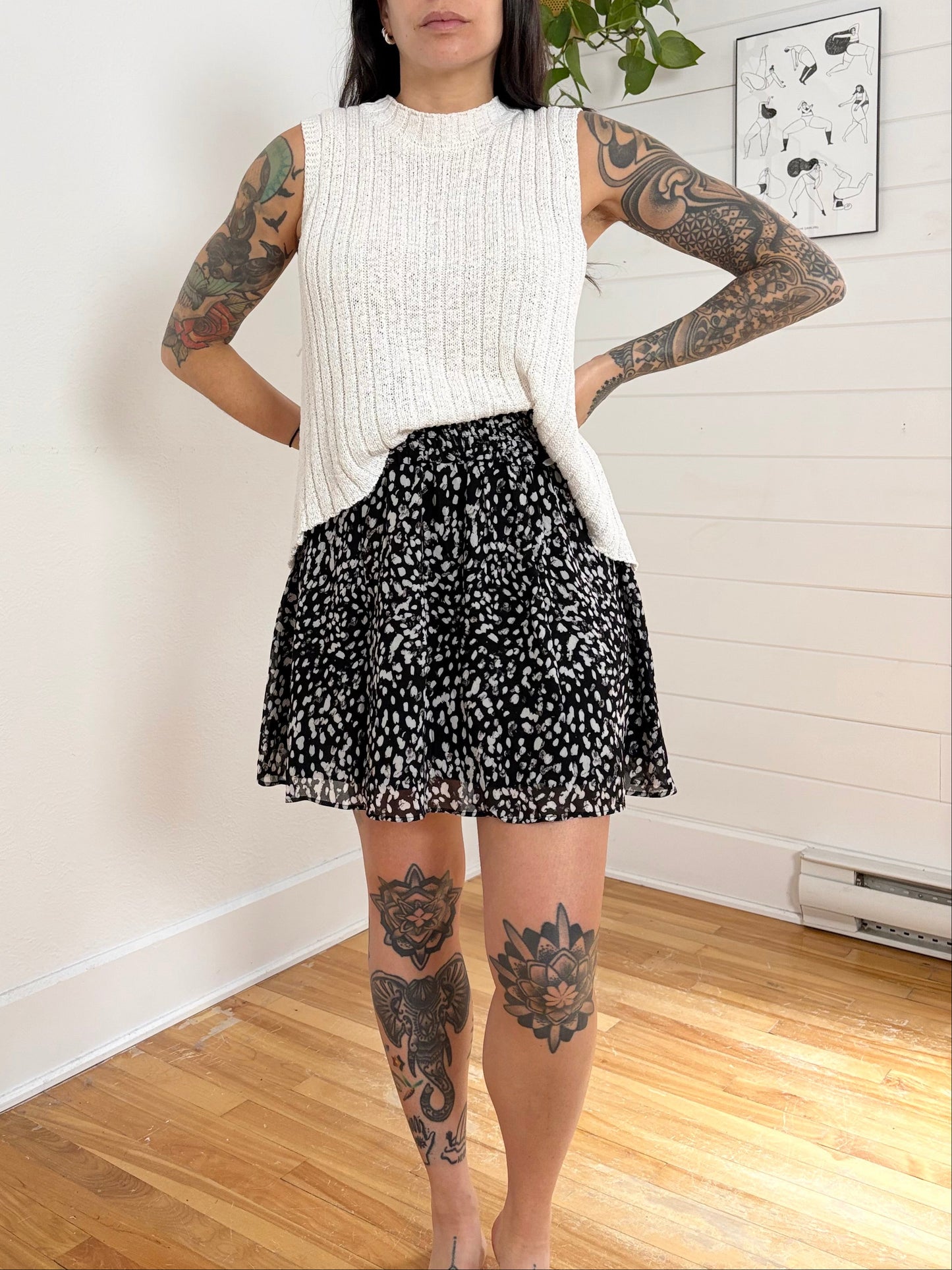 The Kooples grunge leopard smocked waist mini skirt Small