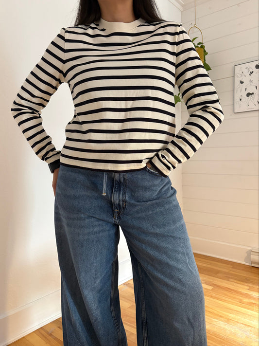 COS heavyweight cotton stripe LS tee Medium