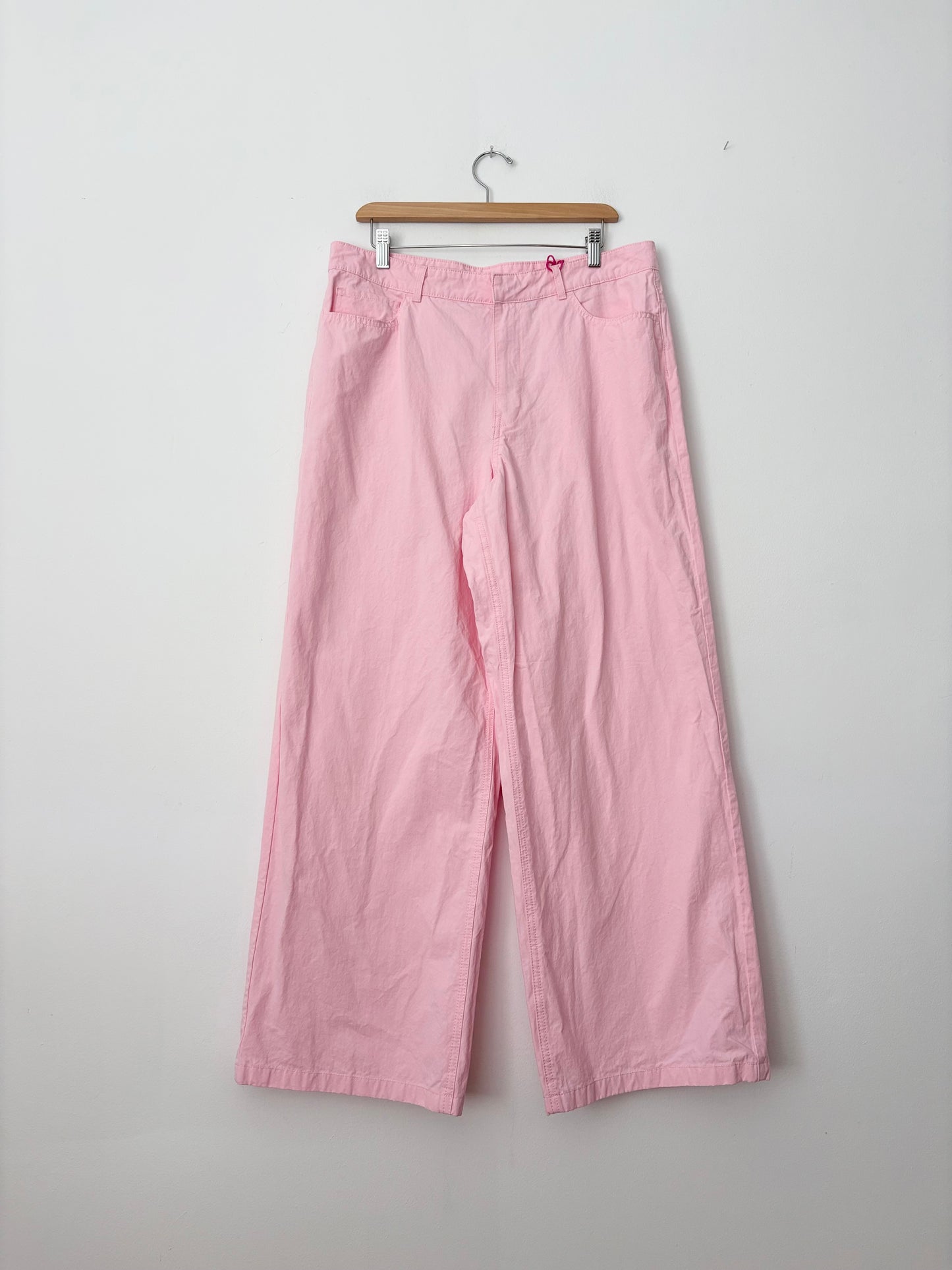 Zara pink cotton poplin wide leg trousers W32/33
