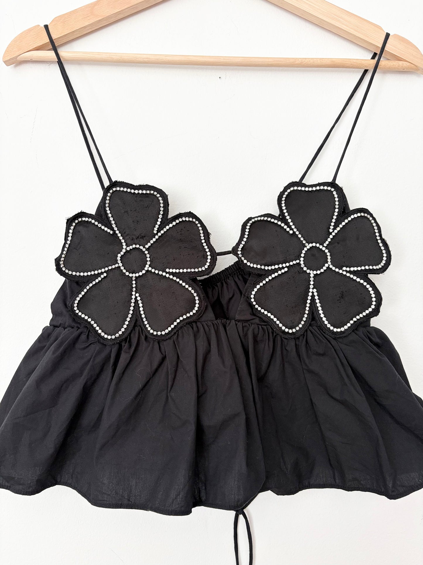Zara rhinestone floral poplin top Medium