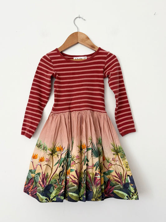 Molo stripe bird dress 5/6Y