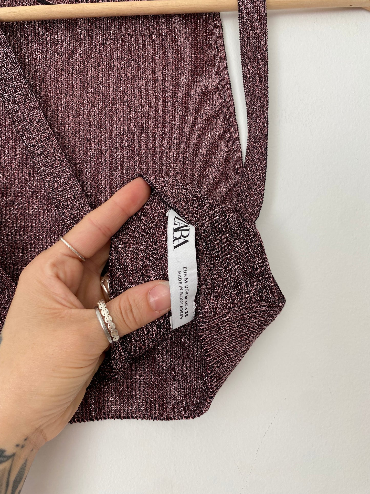 Zara metallic open back top Medium