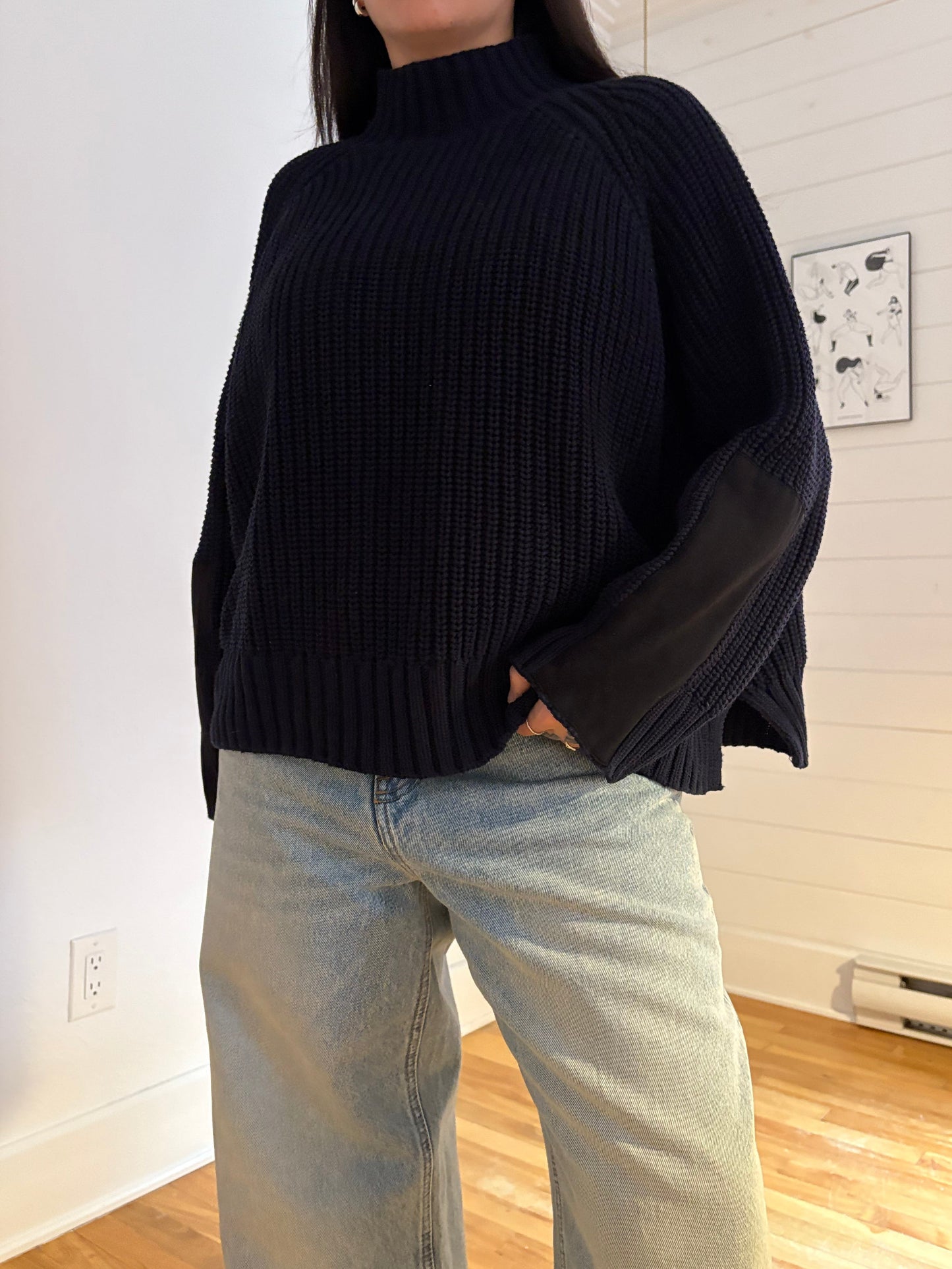 525 America navy cable knit sweater L/XL