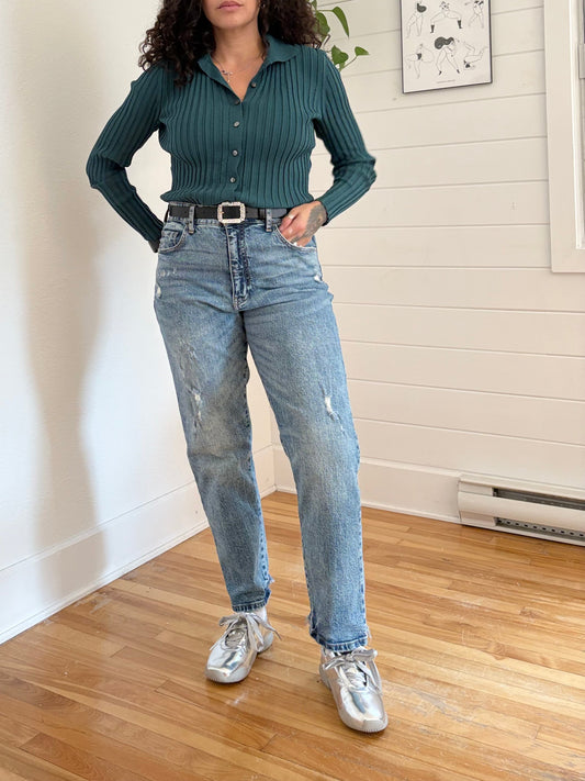 Anthropologie pilcro & the letterpress distressed mom jeans W29