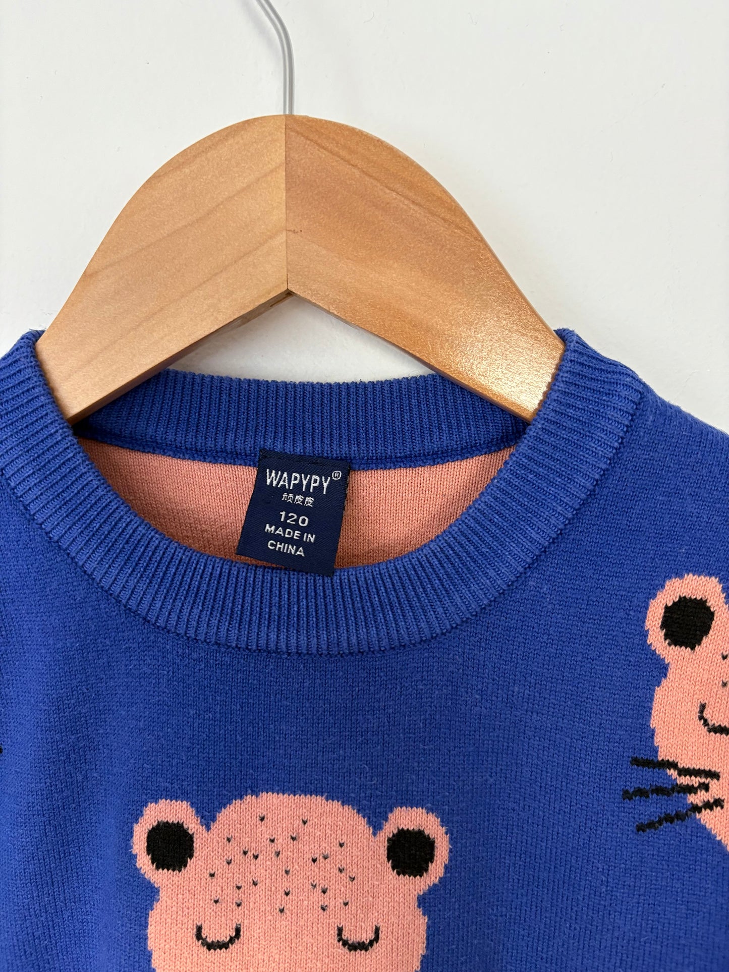 Wapypy knit leopard head sweater 4/5Y