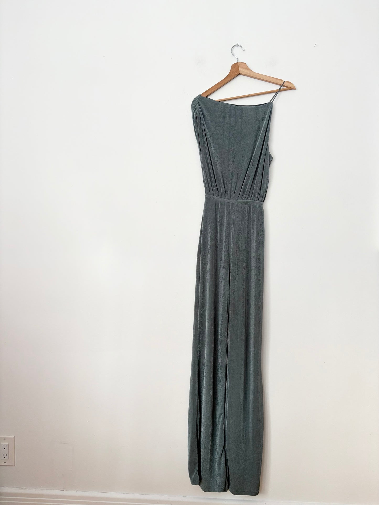 MISHA Emer one shoulder glitter jumpsuit XS