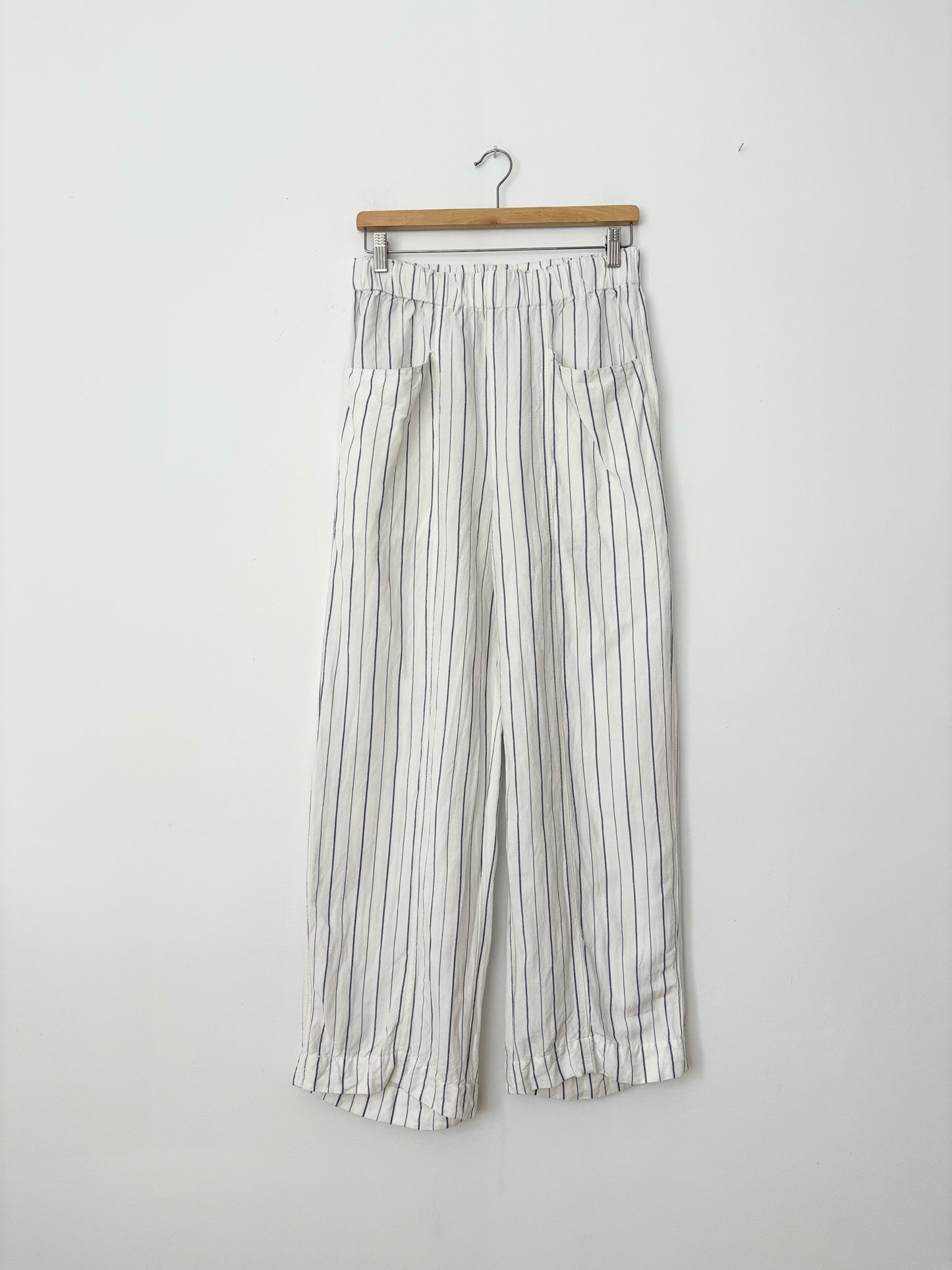 Madewell linen wide leg pants in stripe Small