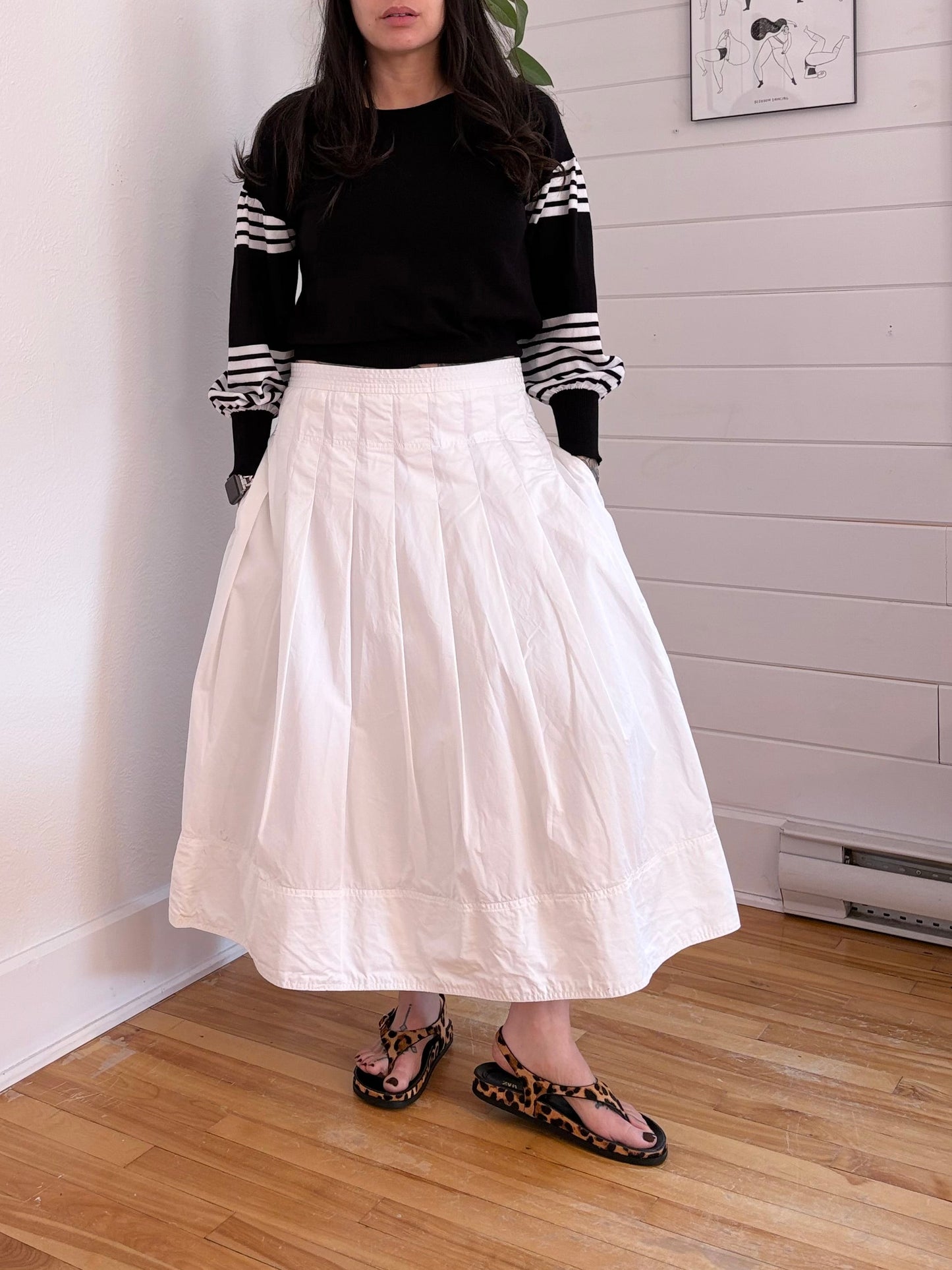 Madewell pleated midi skirt in cotton poplin XL