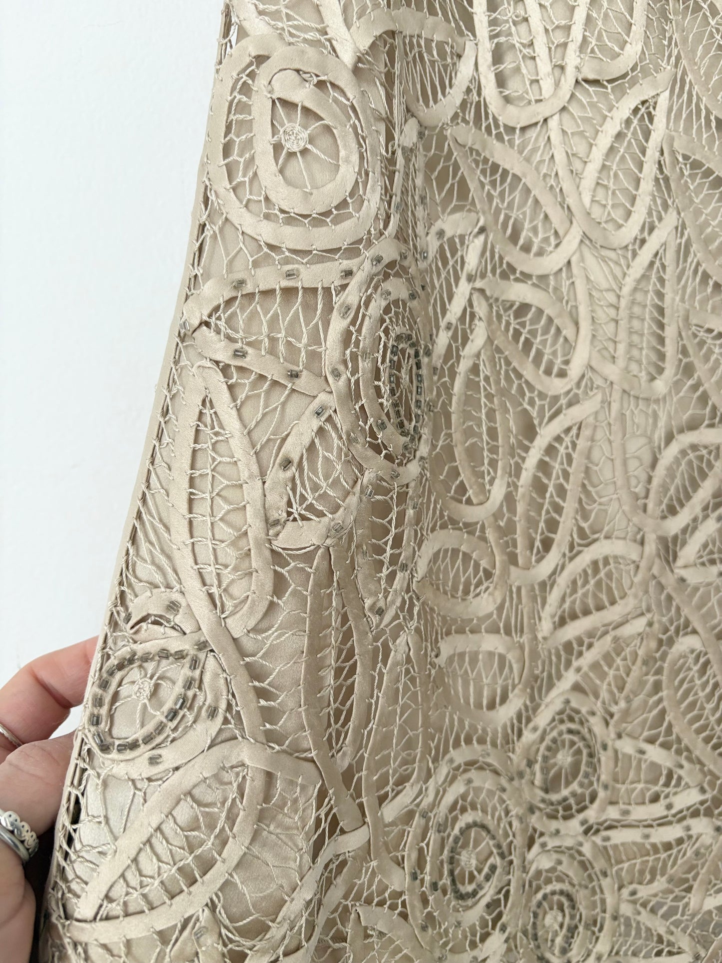 Vintage silk lace midi skirt S/M