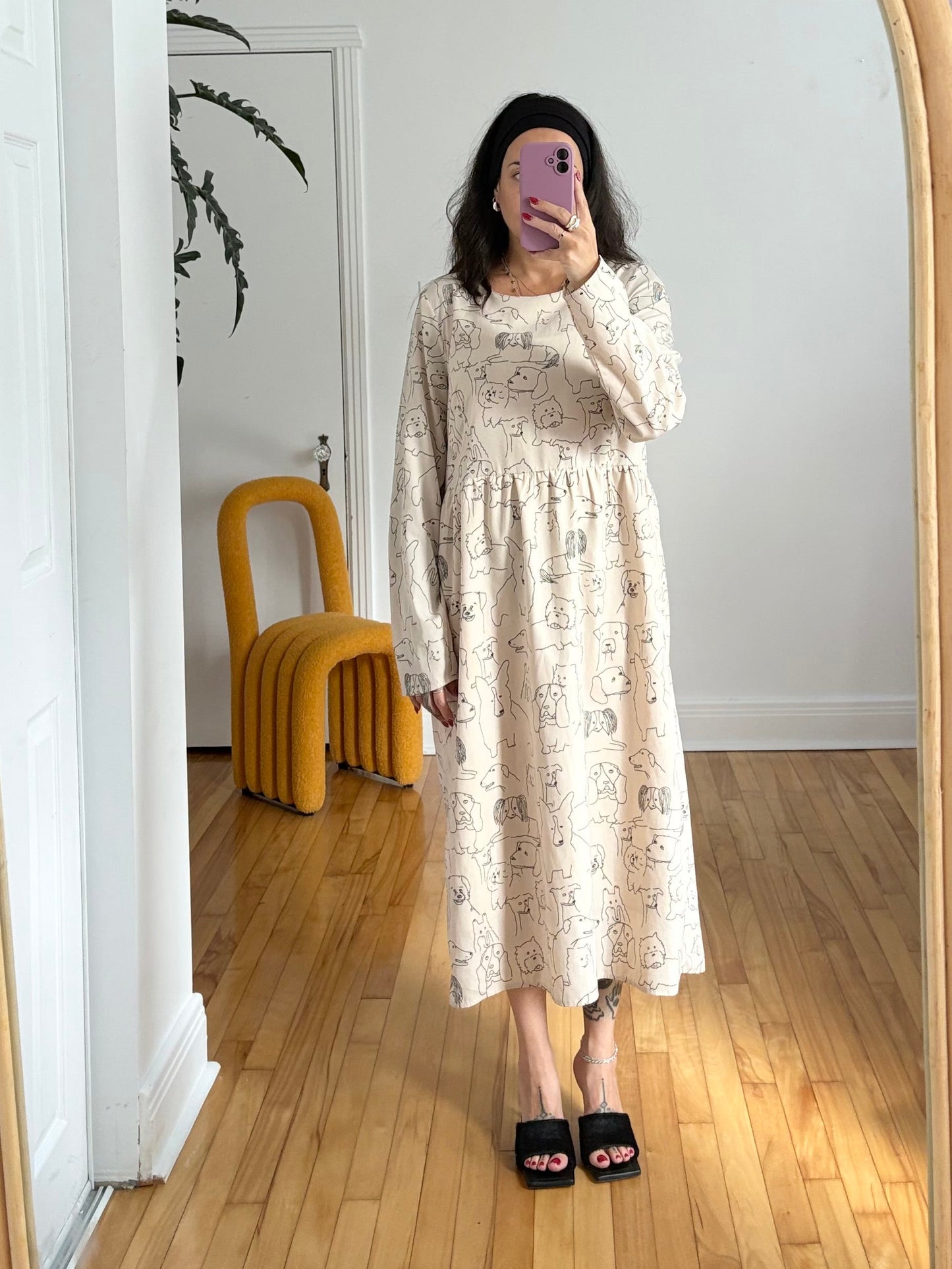 Compania Fantastica long sleeve printed midi dress L/XL
