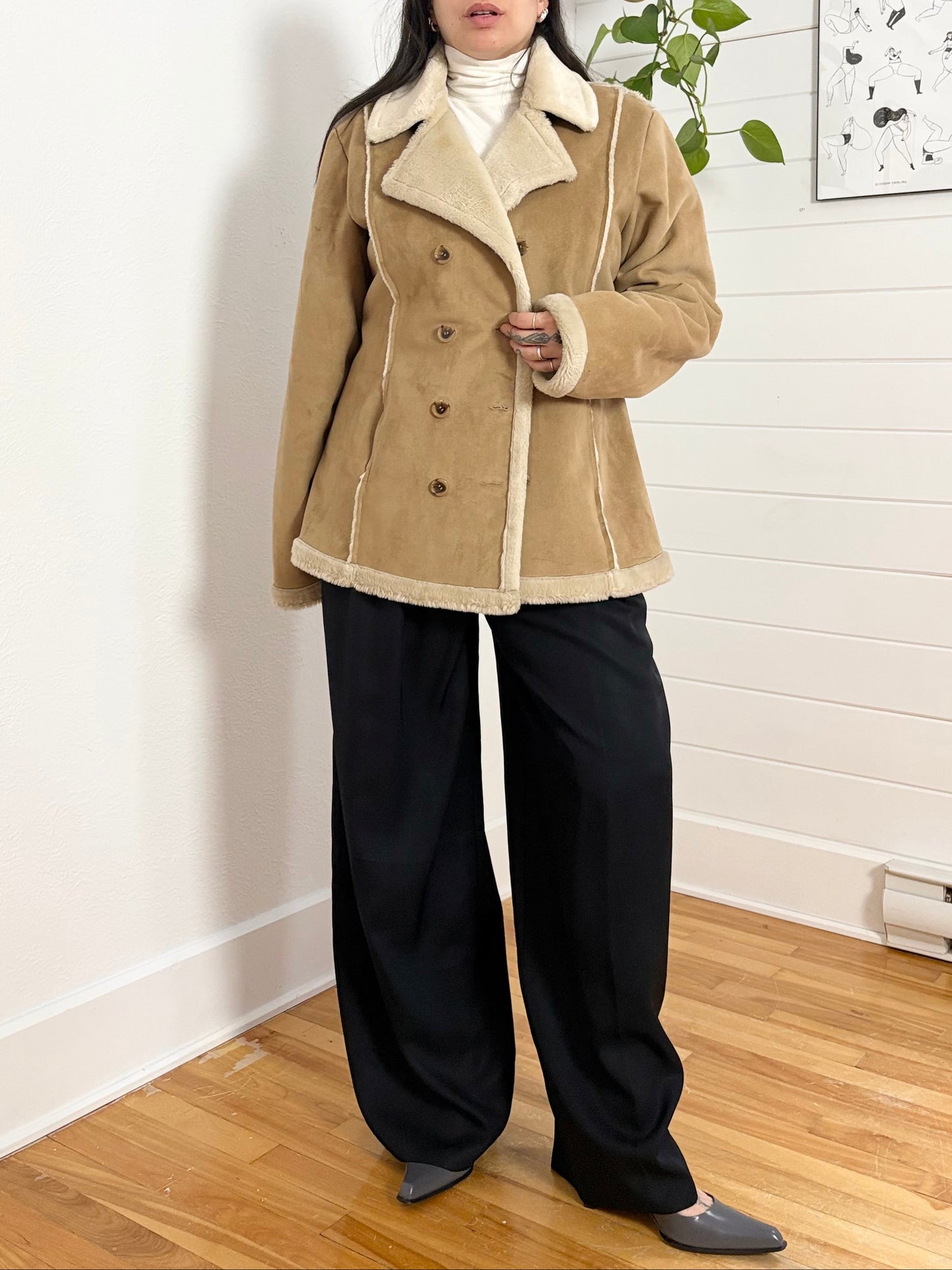 Manteau en peau lainée vintage Route 66, taille L