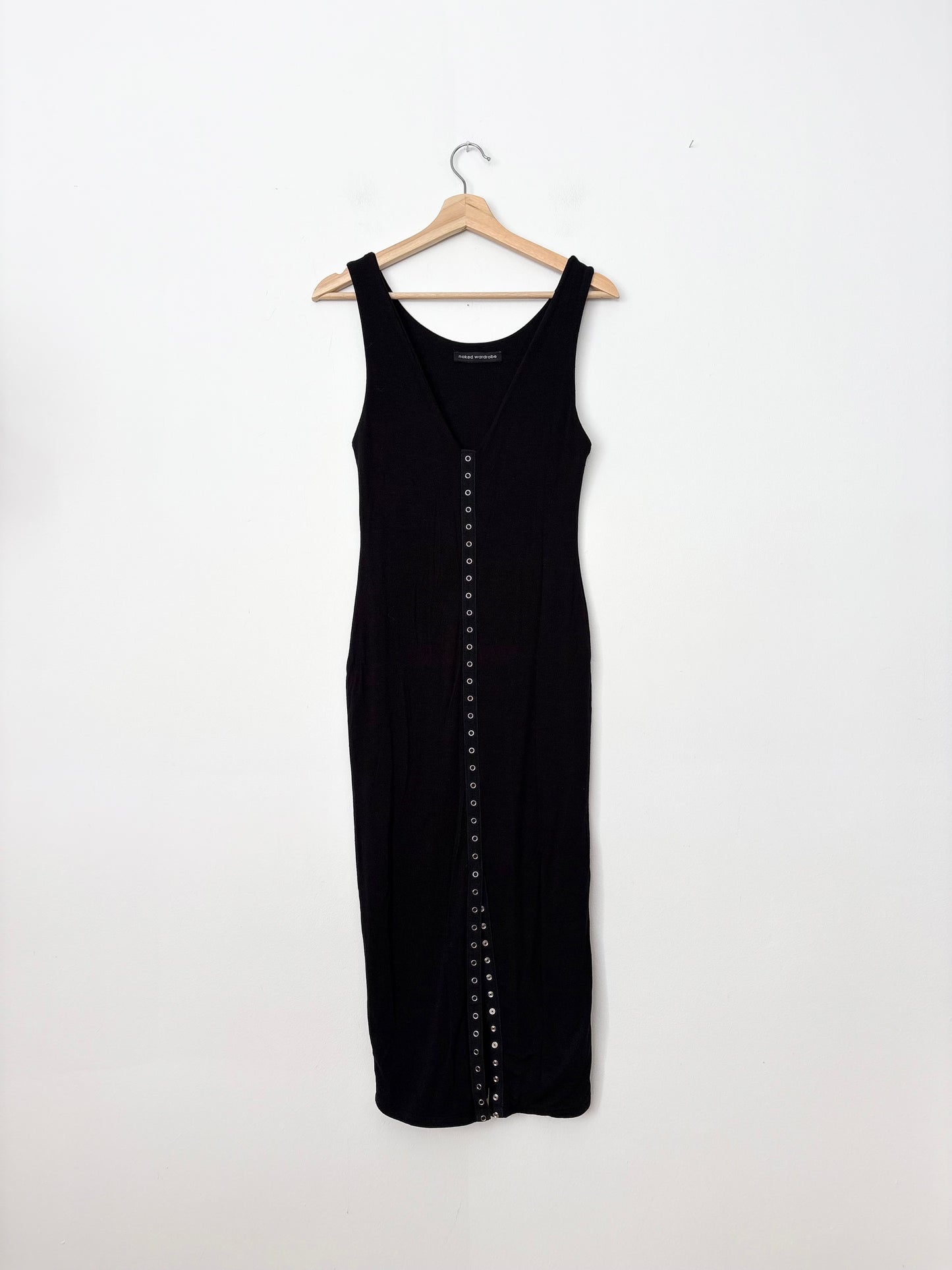 Naked Wardrobe snap button midi tank dress Large