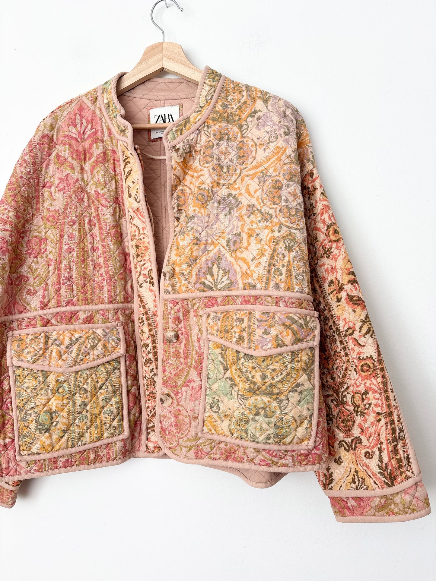 Veste matelassée à fleurs Zara, taille L