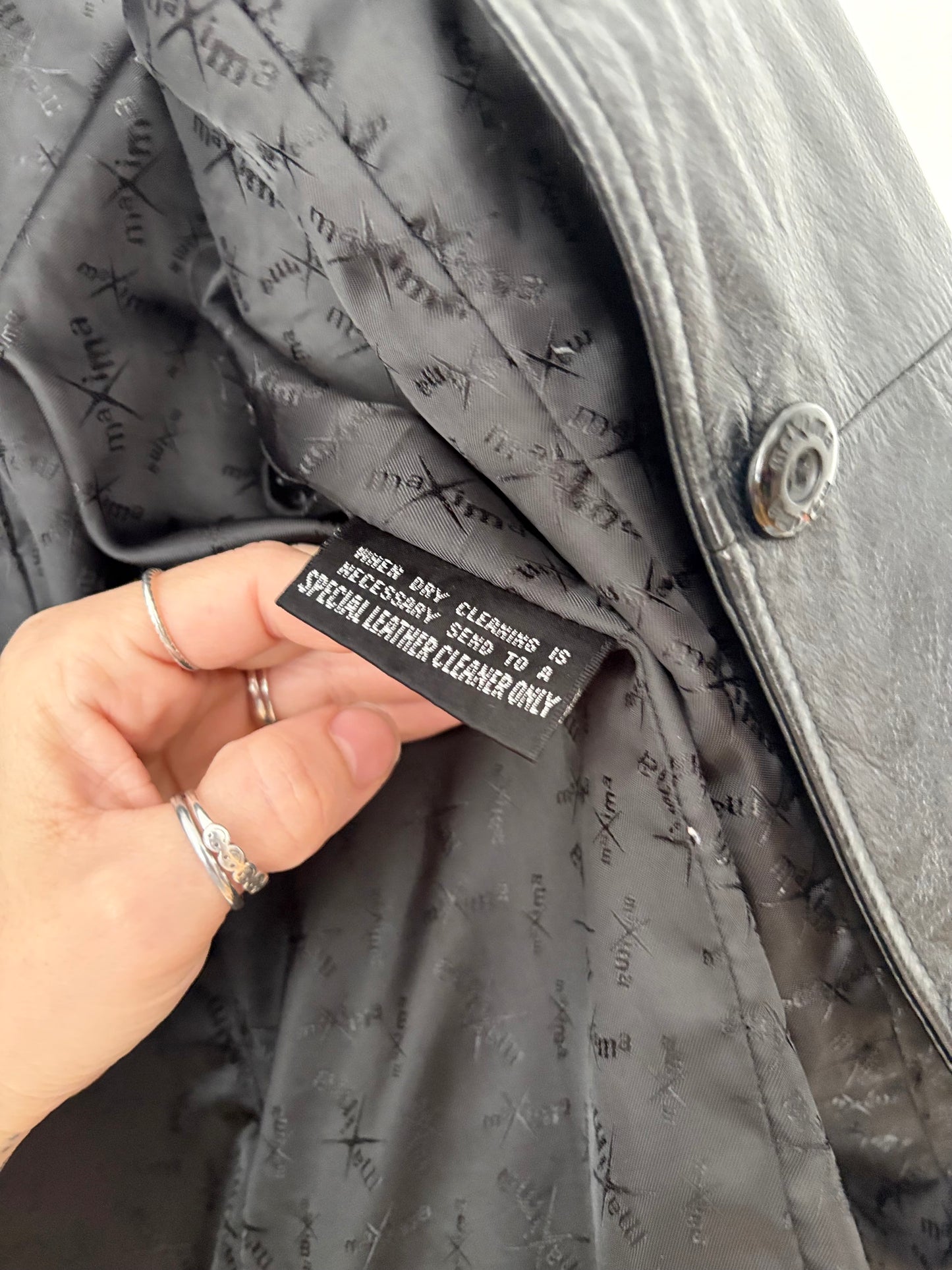 Trench-coat court en cuir vintage, taille