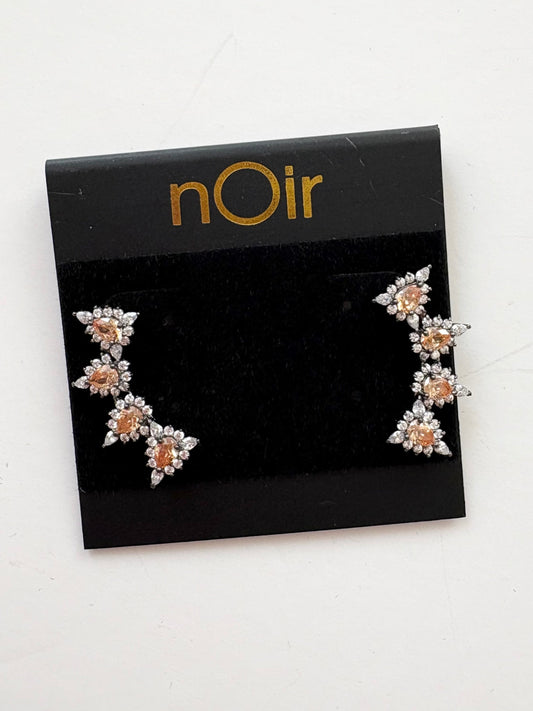 Noir NYC orange stone pave earrings