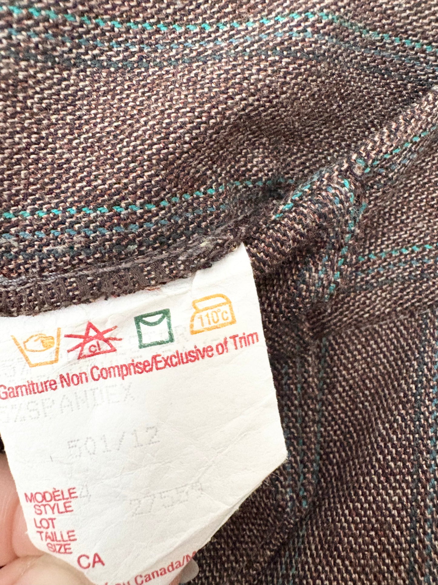 Vintage Y2K wool blend low rise stripe capris S/M