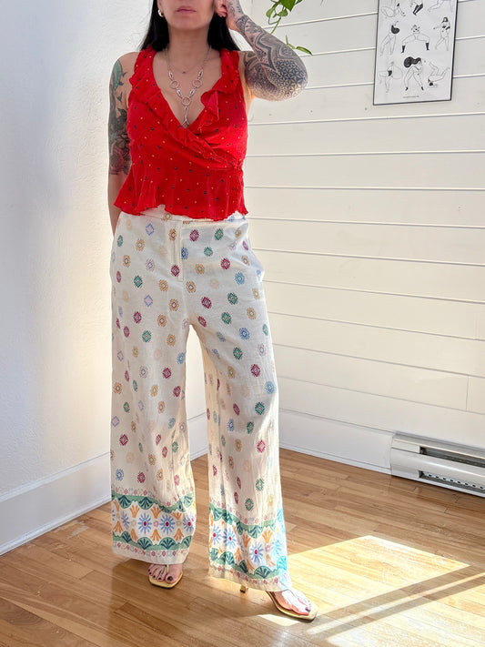 Maison d'Amélie linen blend printed trousers Large